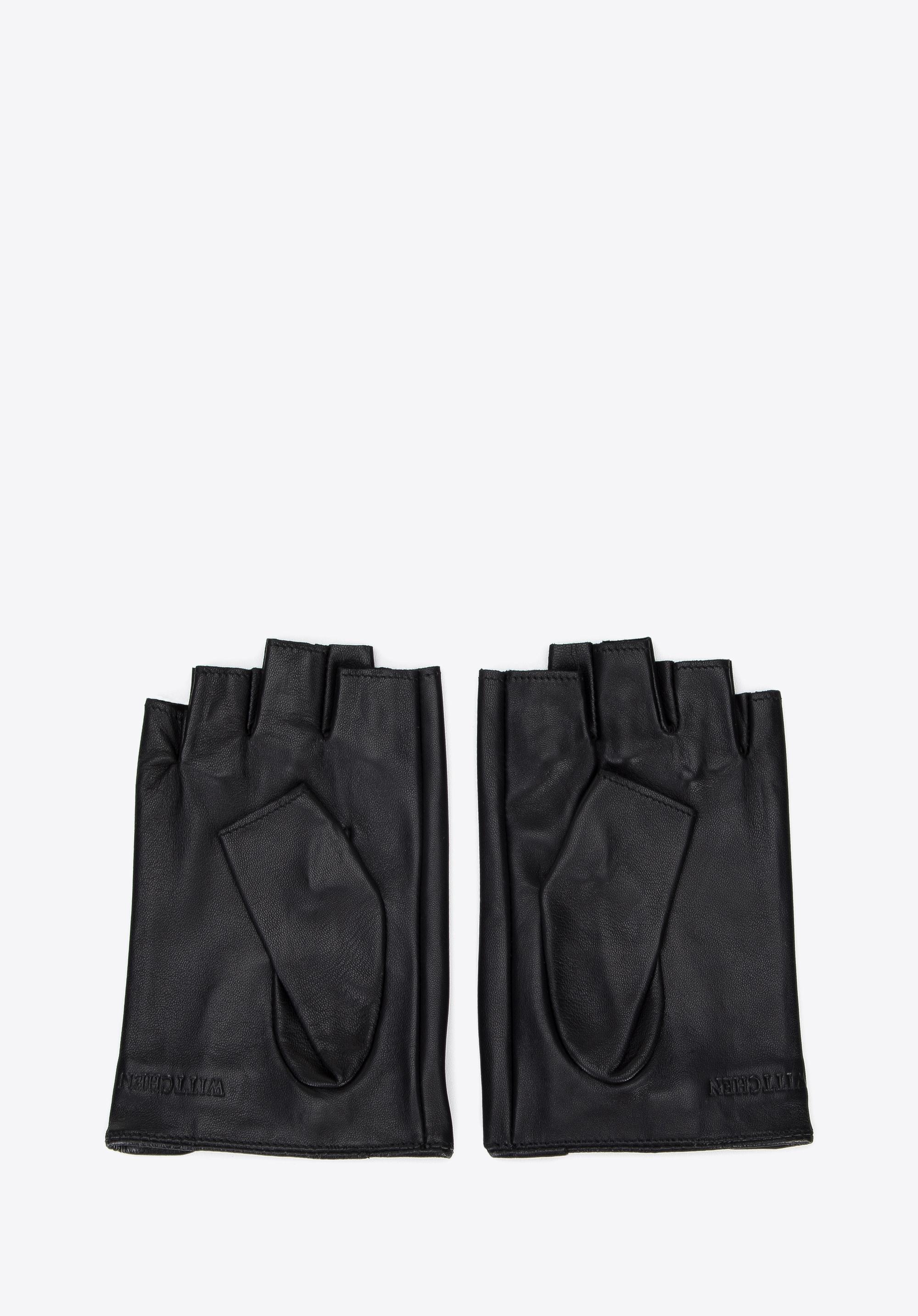 Damskie rękawiczki skórzane bez palców z ozdobnym paskiem