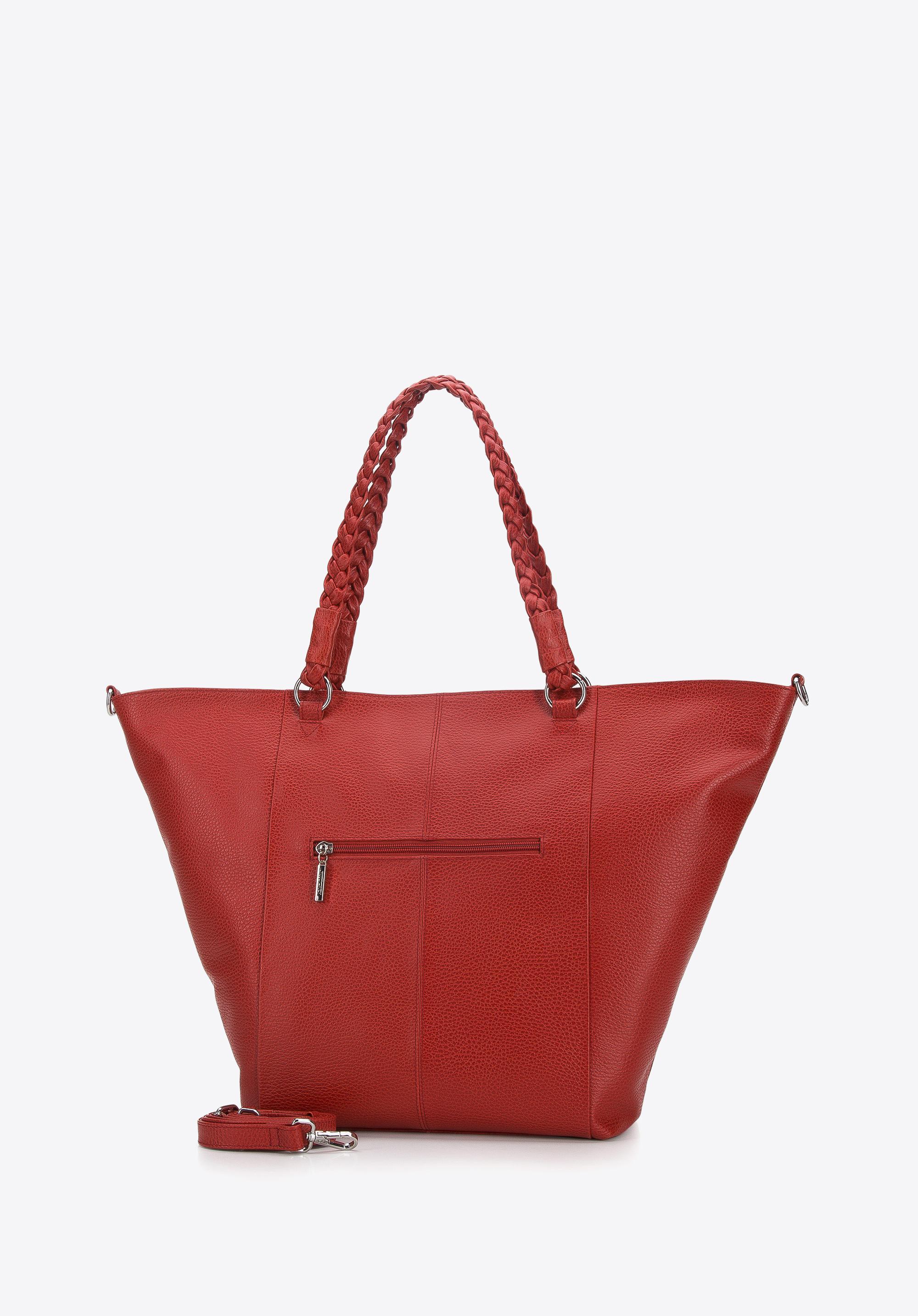 Torebka kuferek skórzana z plecionymi uchami