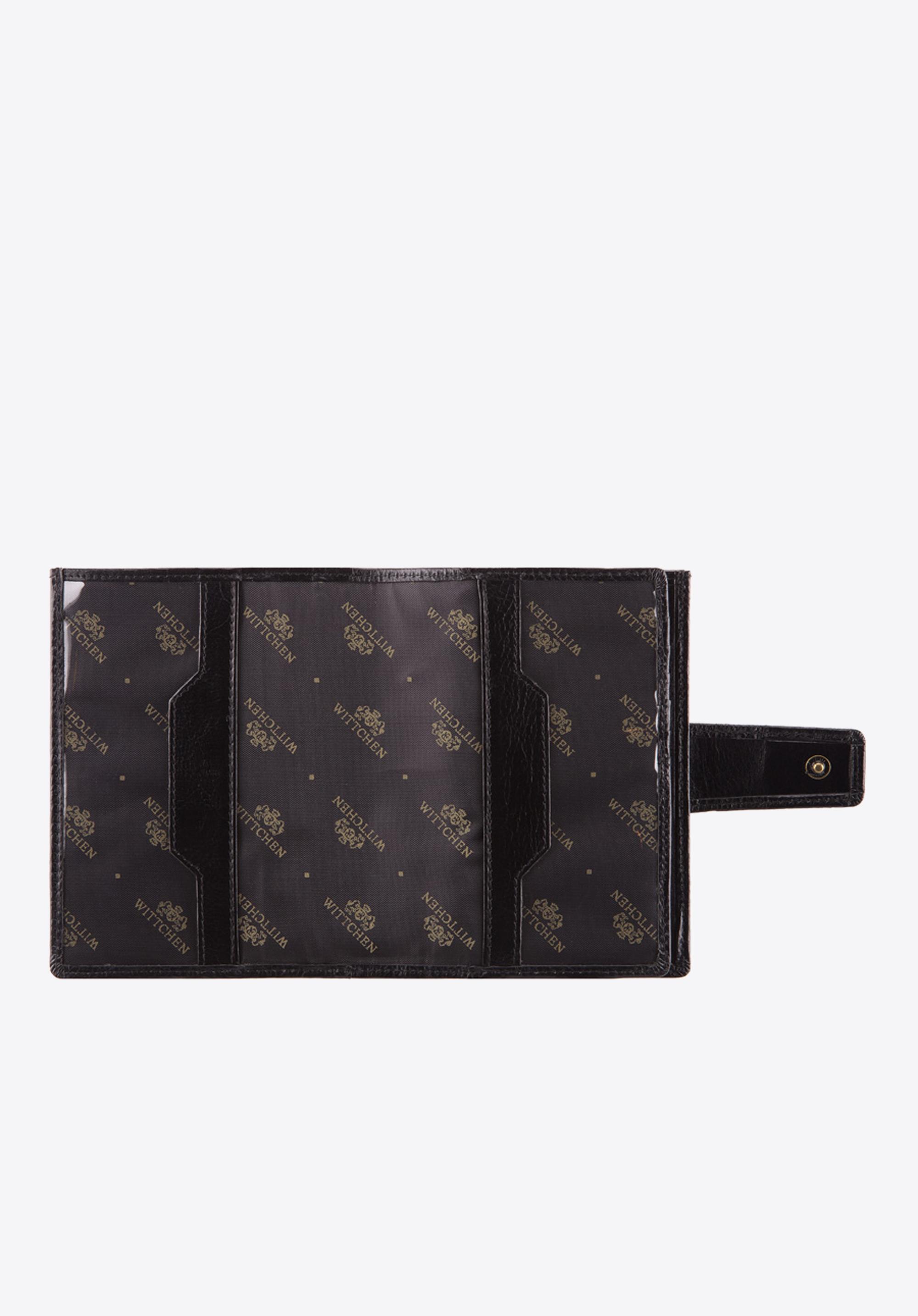 Damski portfel skórzany z przezroczystą kieszenią