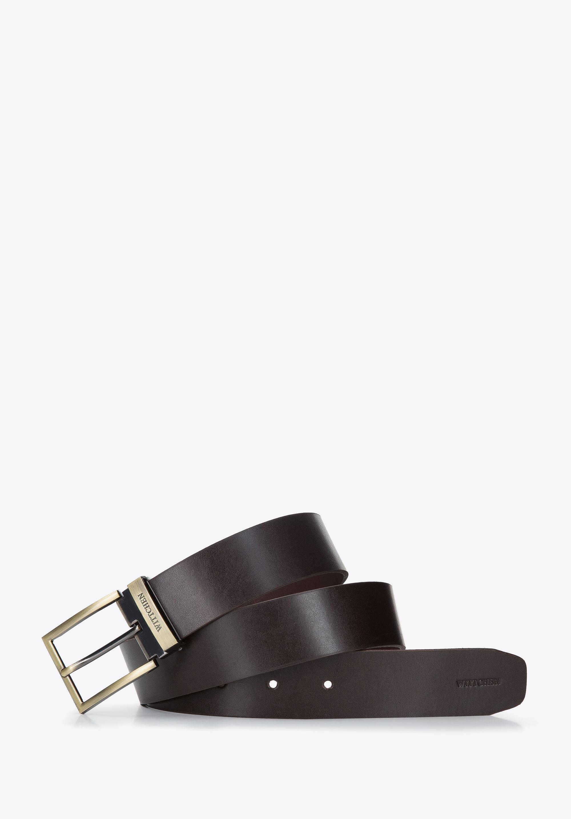 Męski pasek skórzany z metalową szlufką prosty