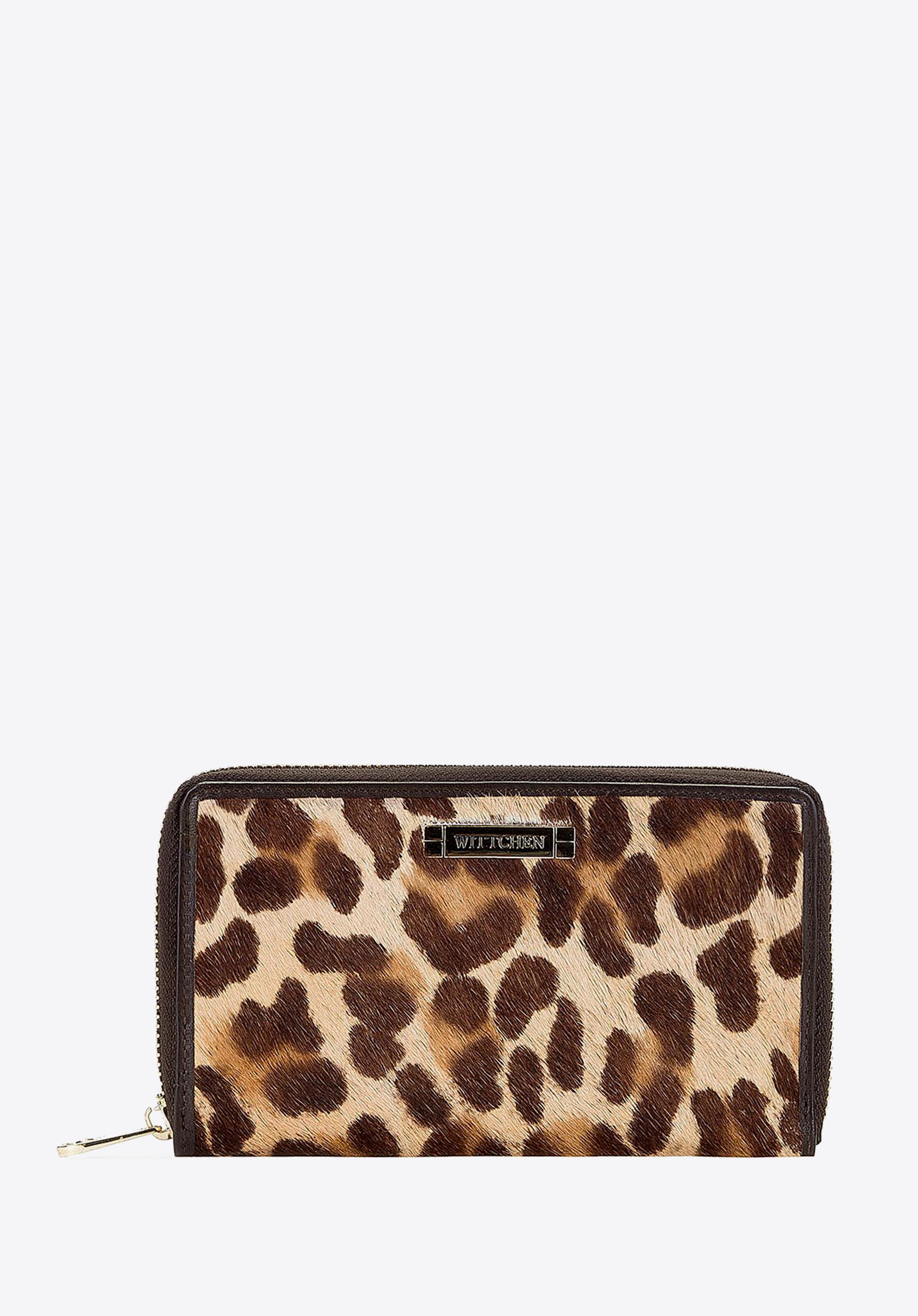 Damski portfel ze skóry z włosiem