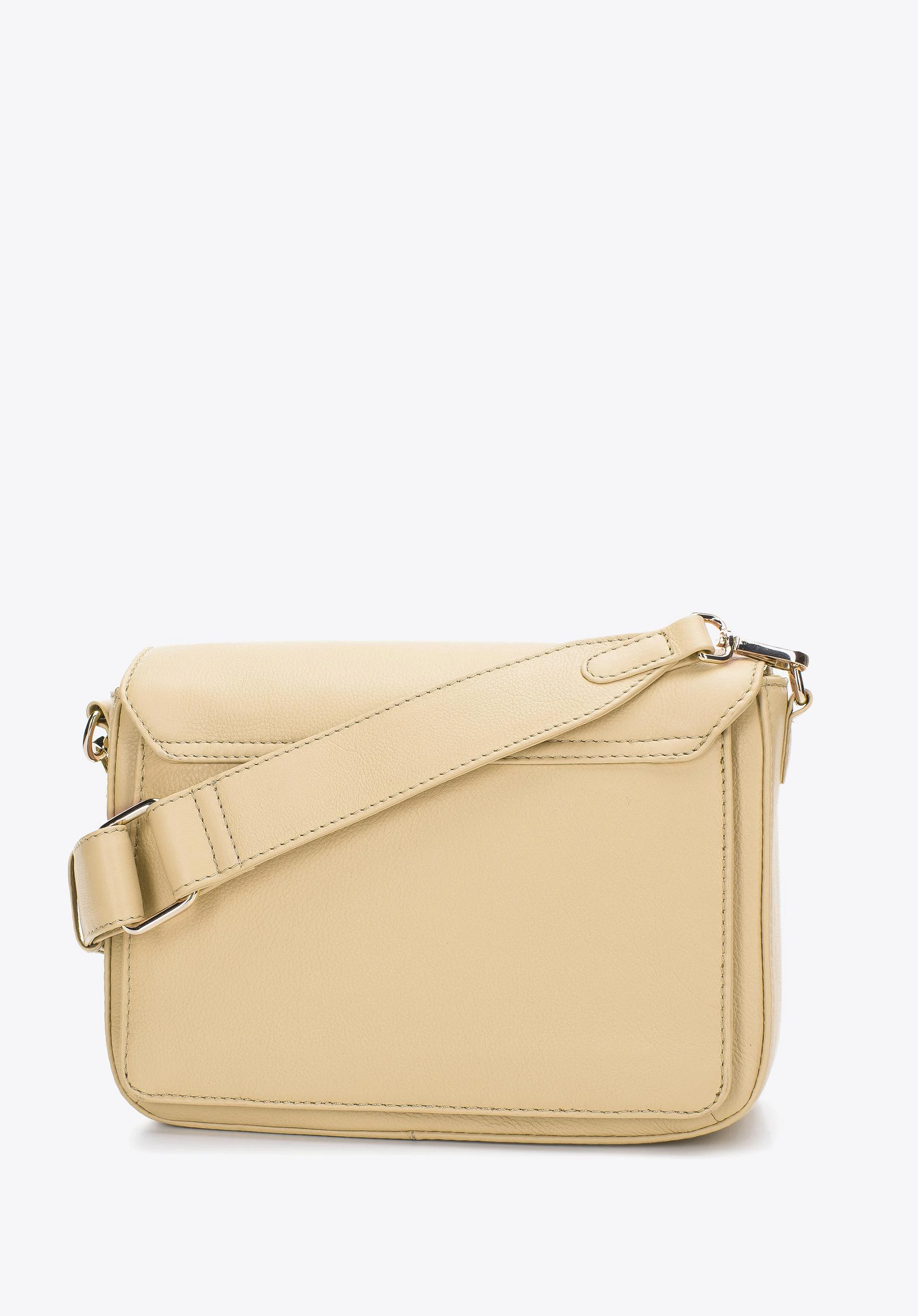 Damska listonoszka skórzana z przeszyciami trzykomorowa