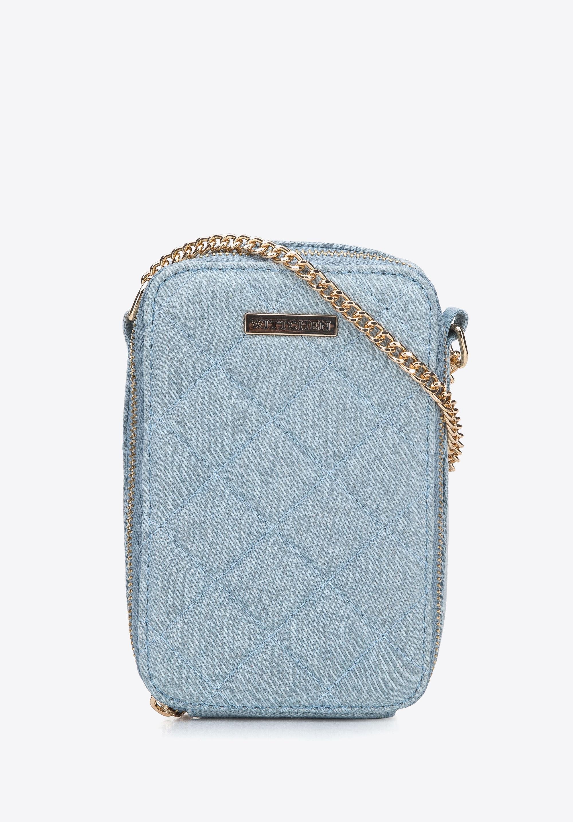 Damska minitorebka z pikowanego dżinsu na łańcuszku