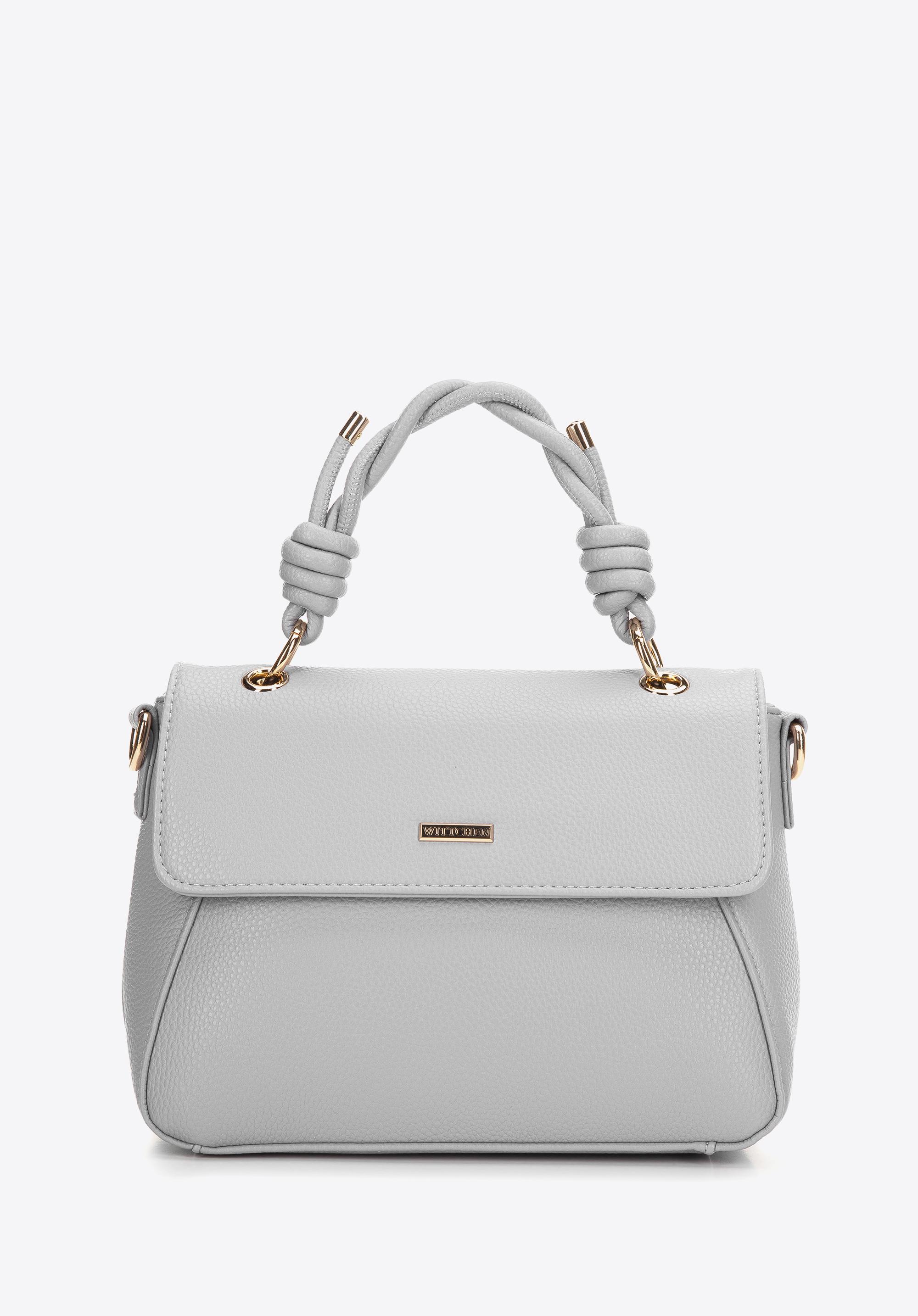 Torebka kuferek z ekoskóry z plecioną rączką