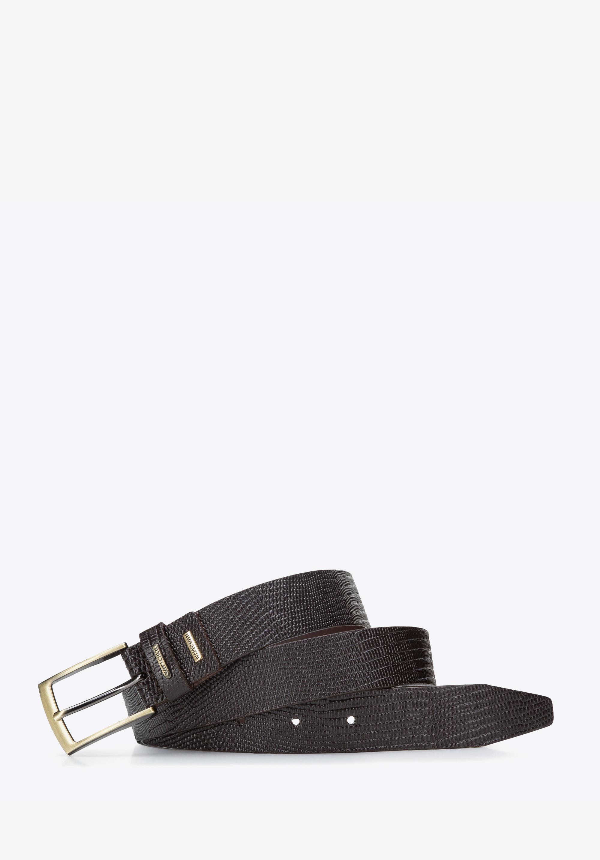 Męski pasek ze skóry o fakturze lizard