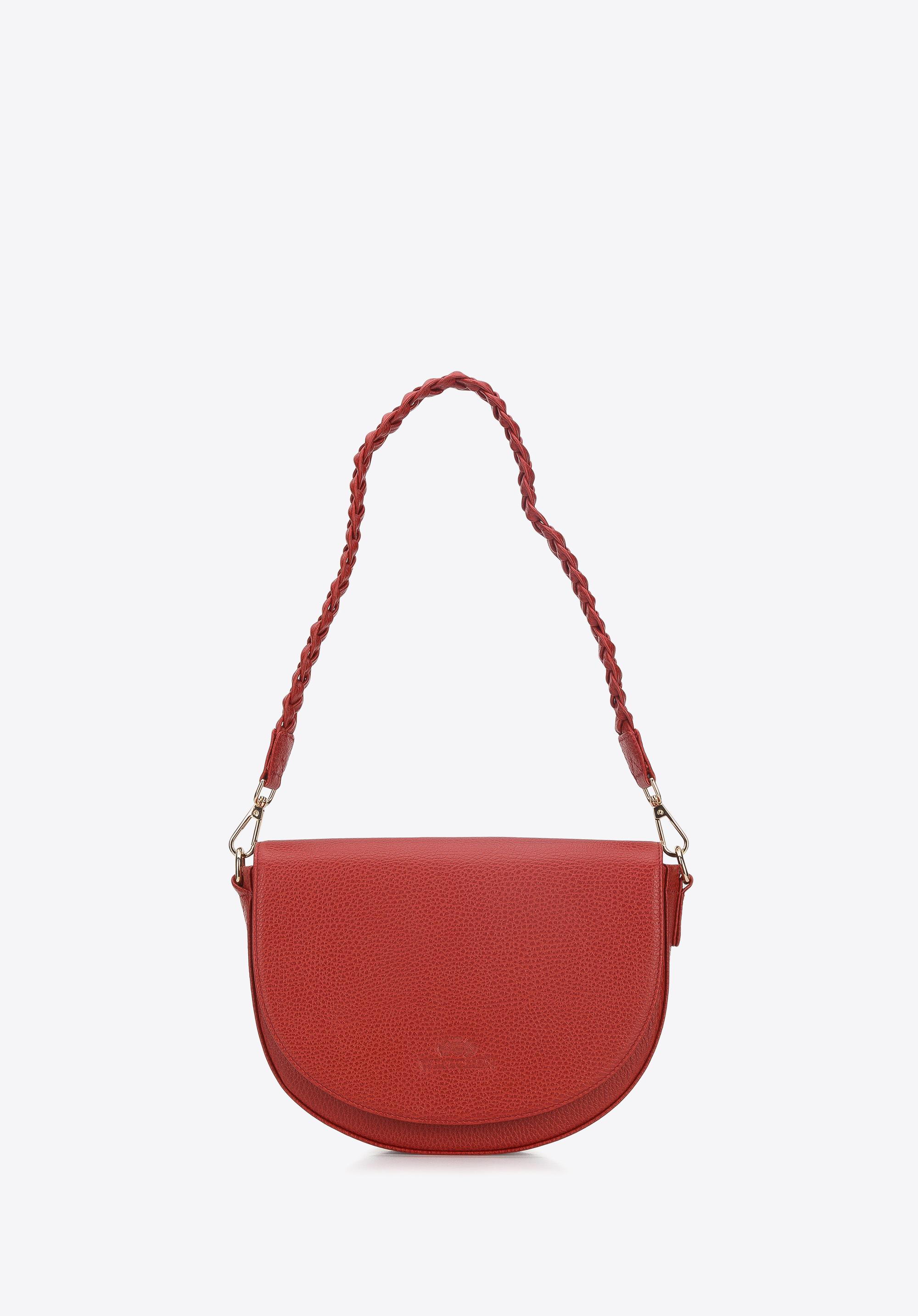 Torebka saddle bag skórzana z plecionym paskiem