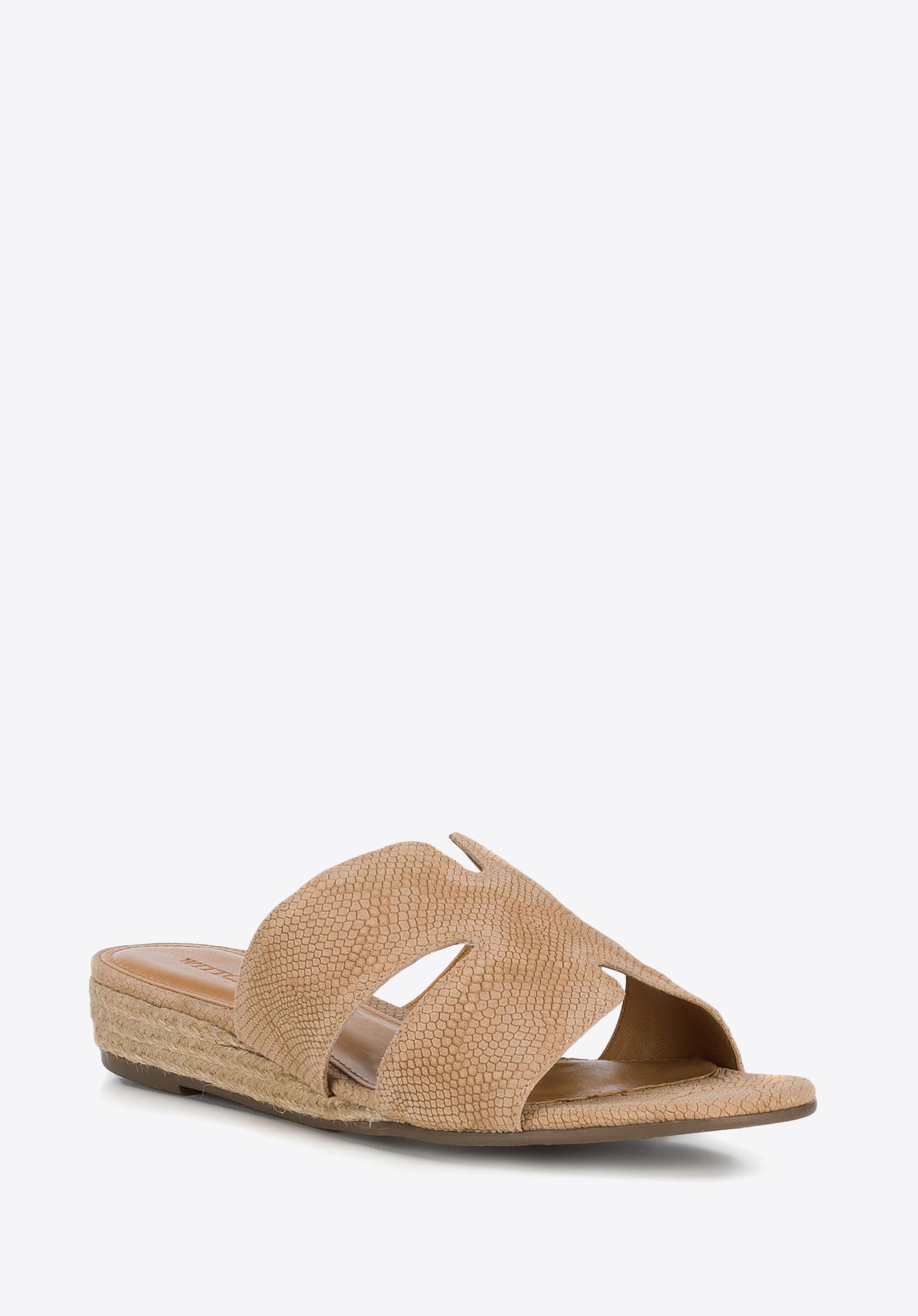 Damskie klapki z zamszu lizard