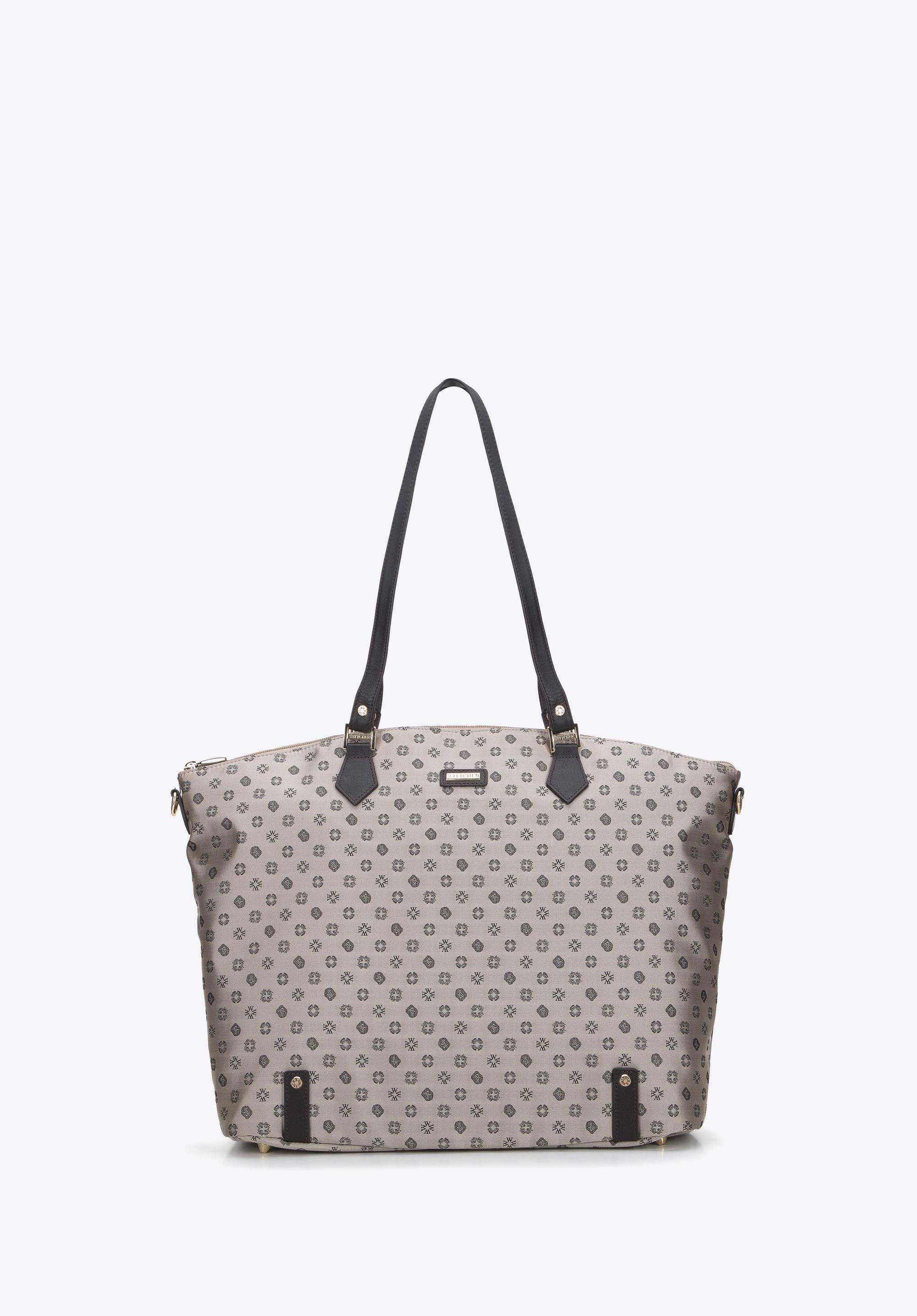 Torebka shopperka z żakardu i skóry