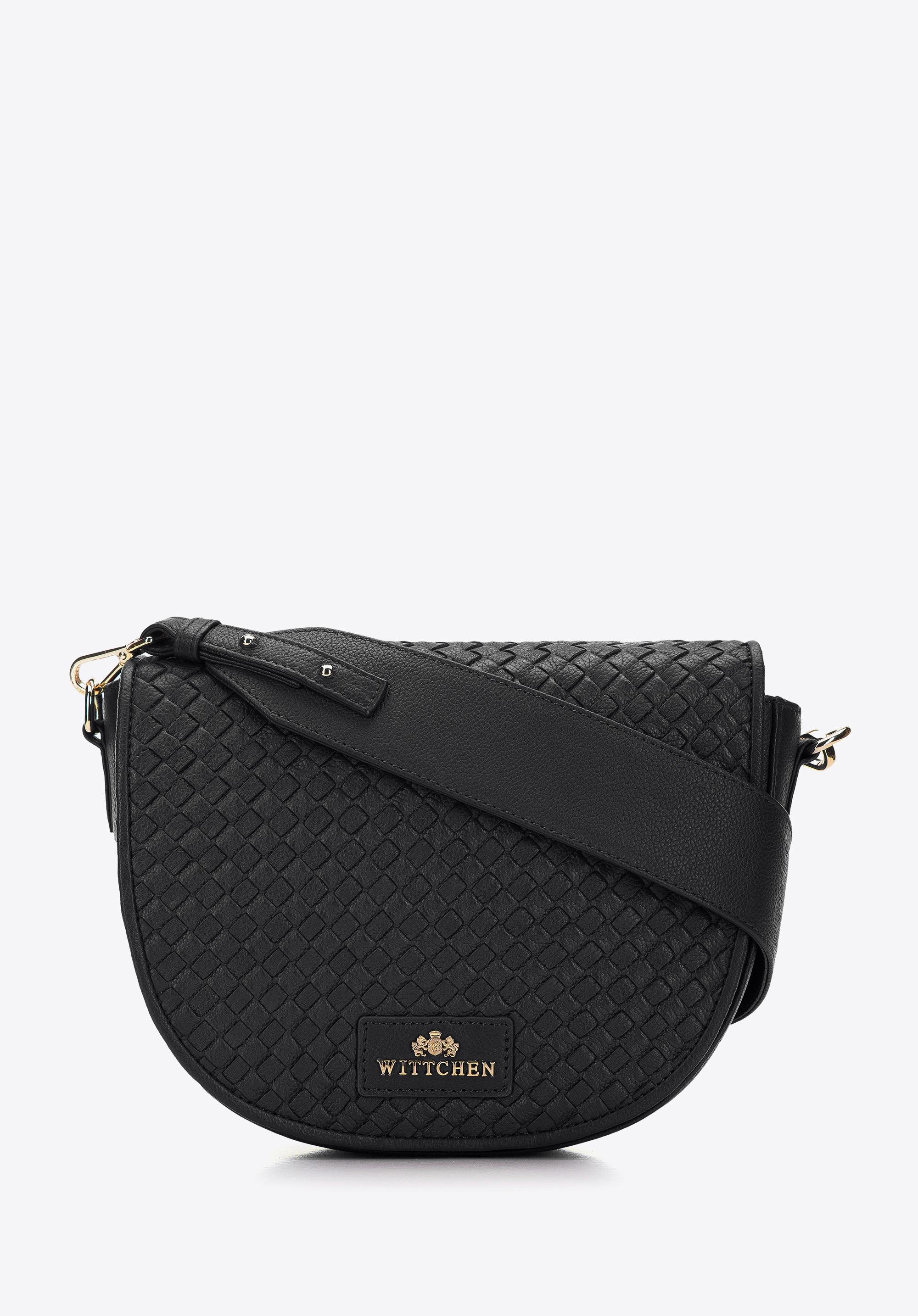 Damska listonoszka skórzana z plecionką na przodzie