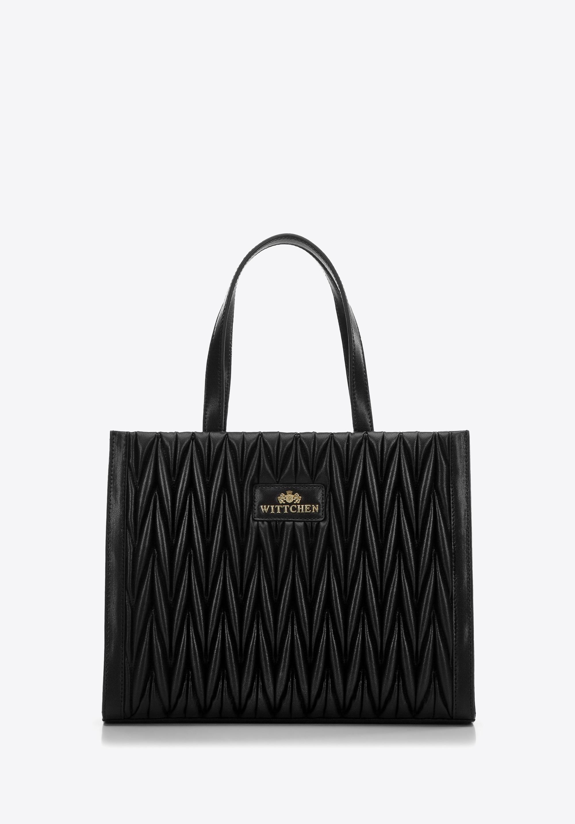 Torebka kuferek skórzana z marszczeniem