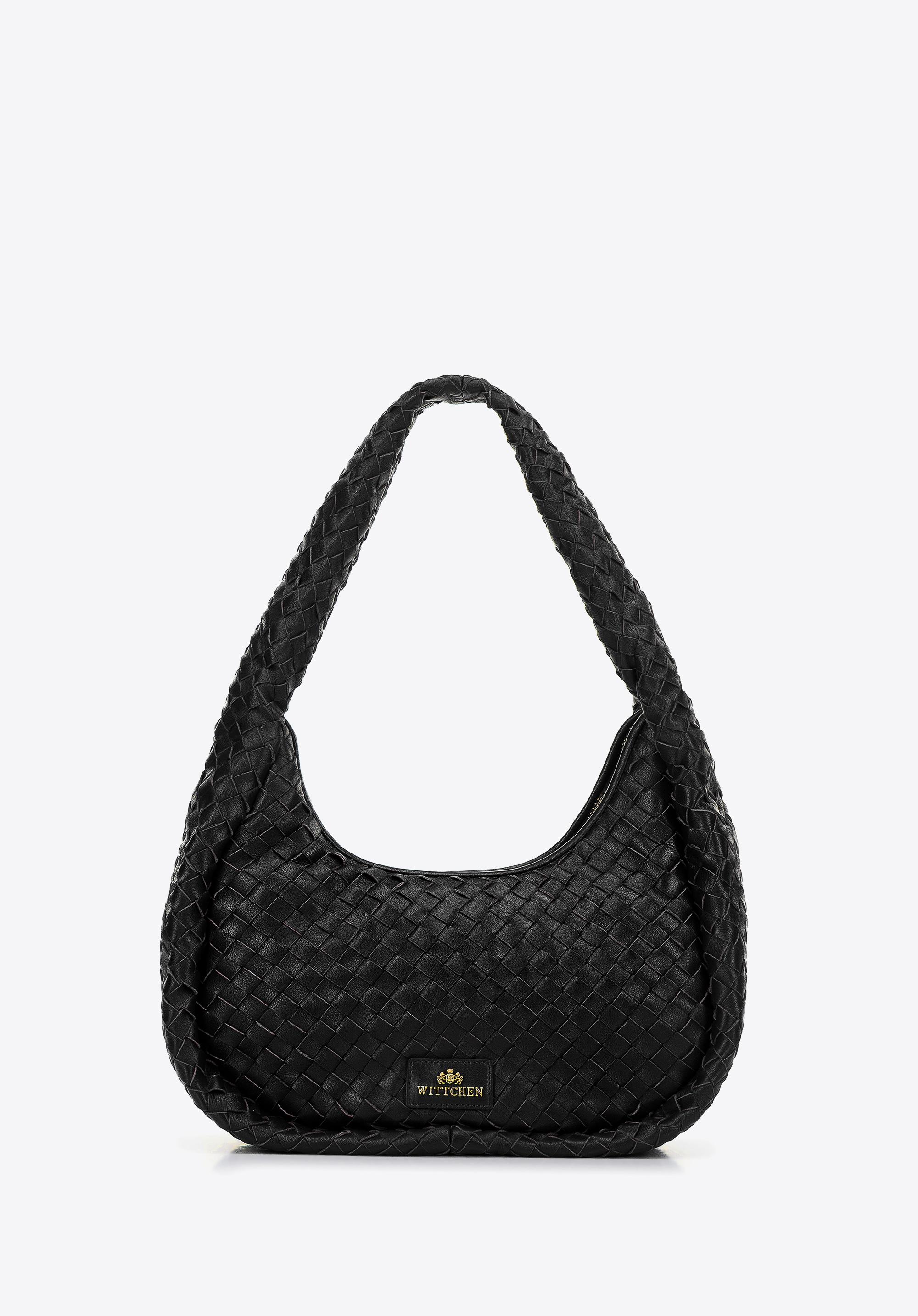 Torebka bagietka ze skórzanej plecionki