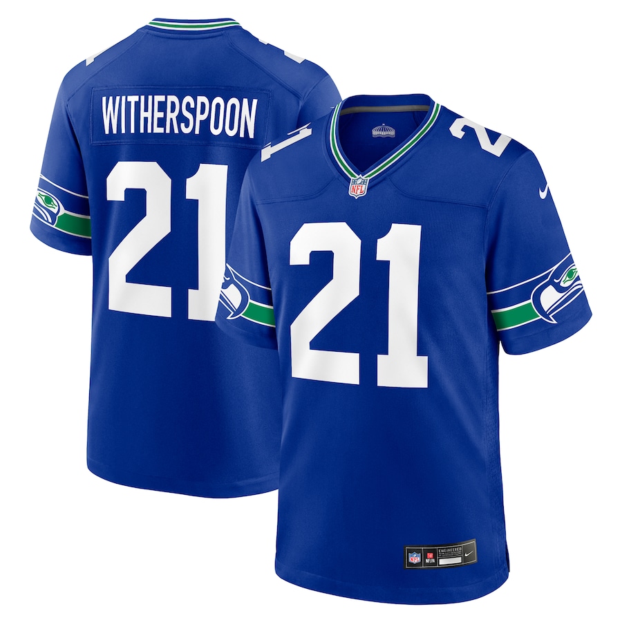 Mens Seattle Seahawks Devon Witherspoon Royal Throwback Player Game Jersey - New Style Jerseys