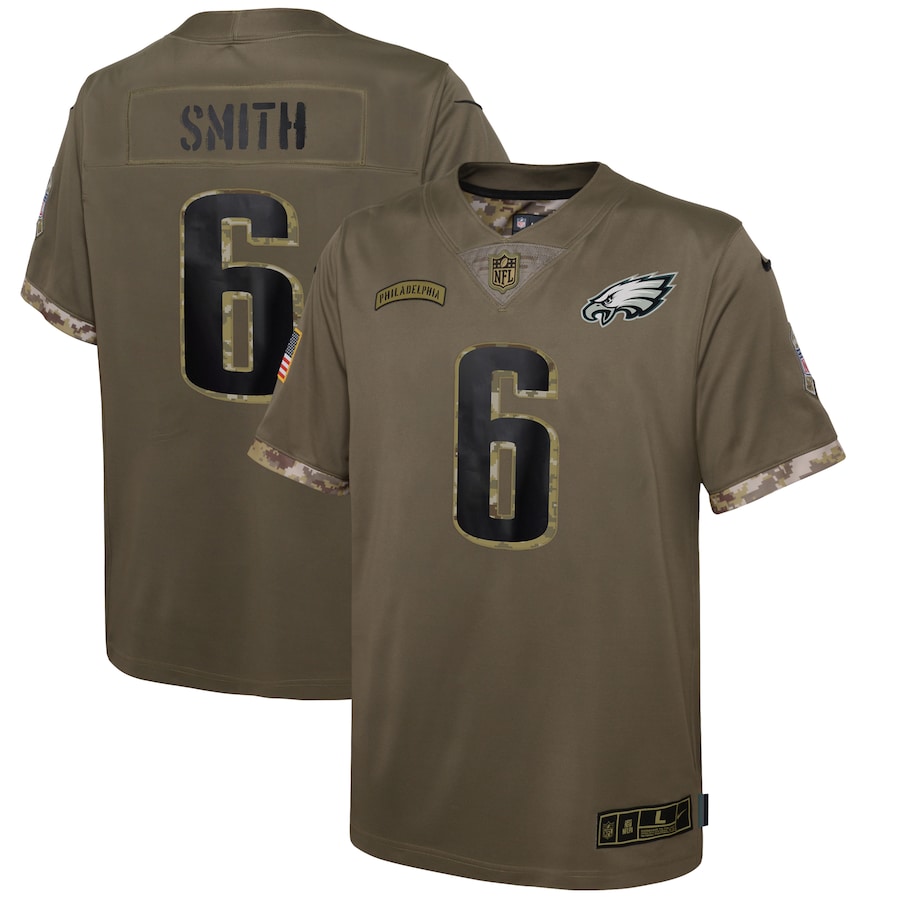 Youth Philadelphia Eagles DeVonta Smith Olive 2022 Salute To Service Player Limited Jersey - New Style Jerseys