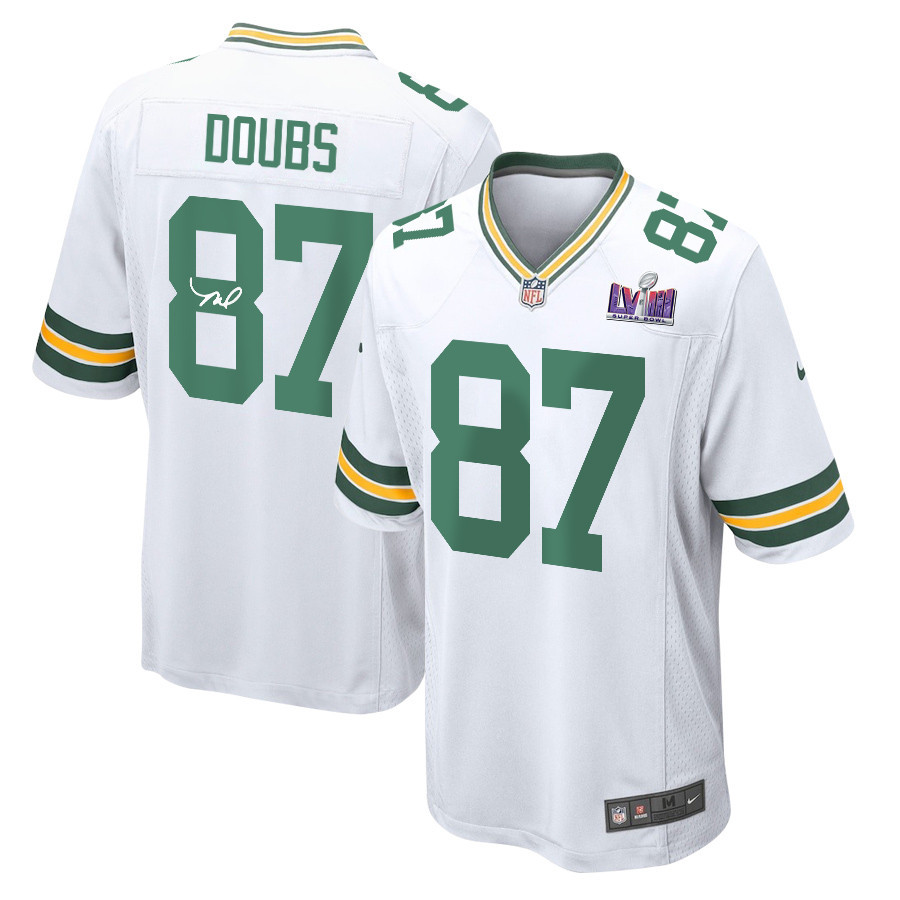 Romeo Doubs 87 Signed Green Bay Packers Super Bowl LVIII Game Men Jersey - White - New Style Jerseys