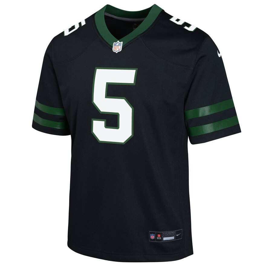 Garrett Wilson 5 New York Jets Alternate Game YOUTH Jersey - Legacy Black - New Style Jerseys