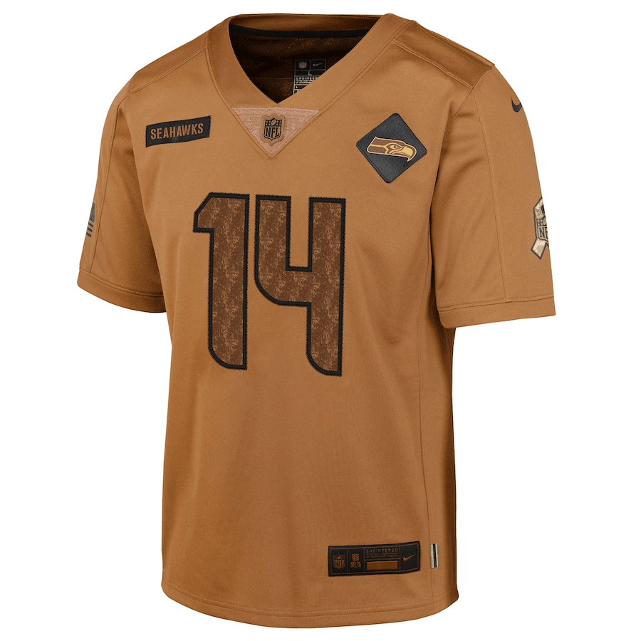 DK Metcalf 14 Seattle Seahawks 2023 Salute To Service Limited YOUTH Jersey - Brown - New Style Jerseys