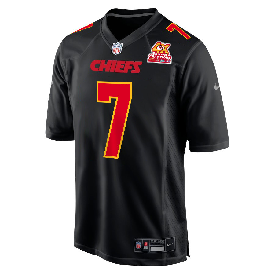 Harrison Butker 7 Kansas City Chiefs Super Bowl LVIII Champions 4X Fashion Game Men Jersey - Carbon Black - New Style Jerseys