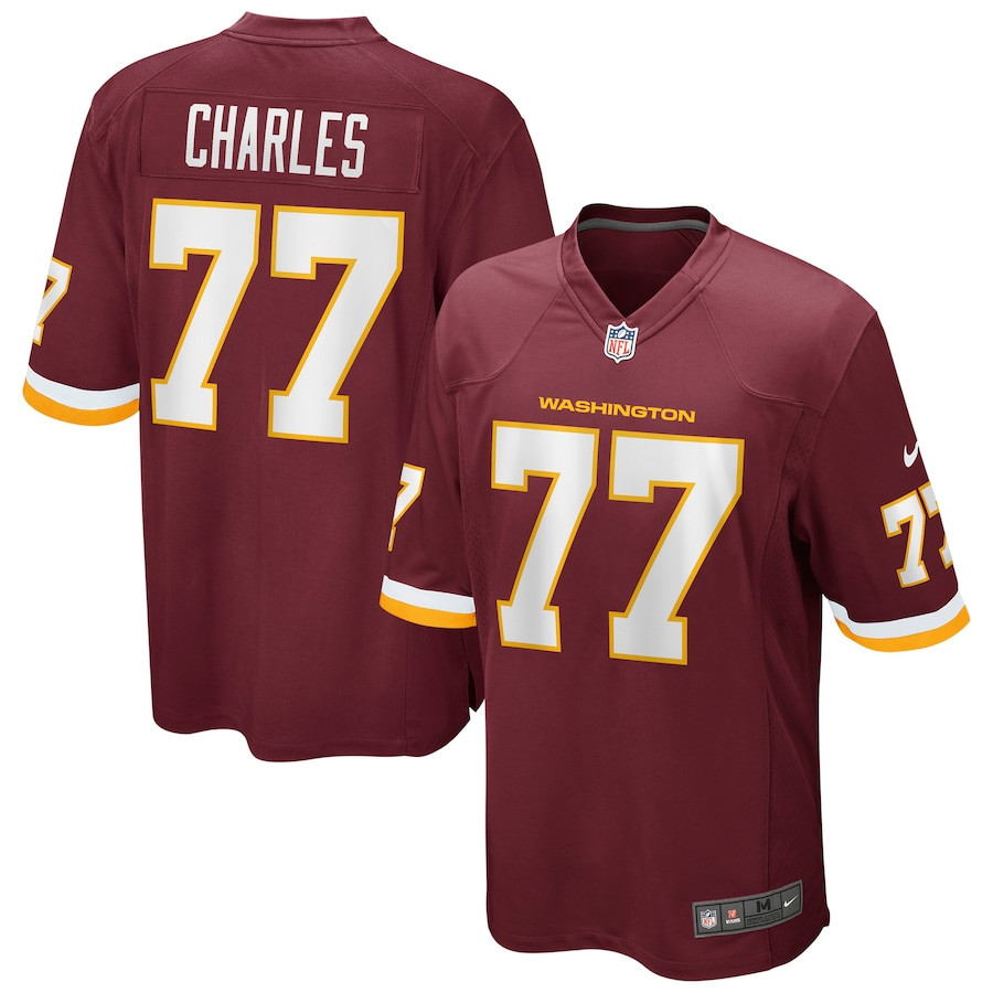 Saahdiq Charles 77 Washington Commanders Football Team Men Game Jersey - Burgundy - New Style Jerseys