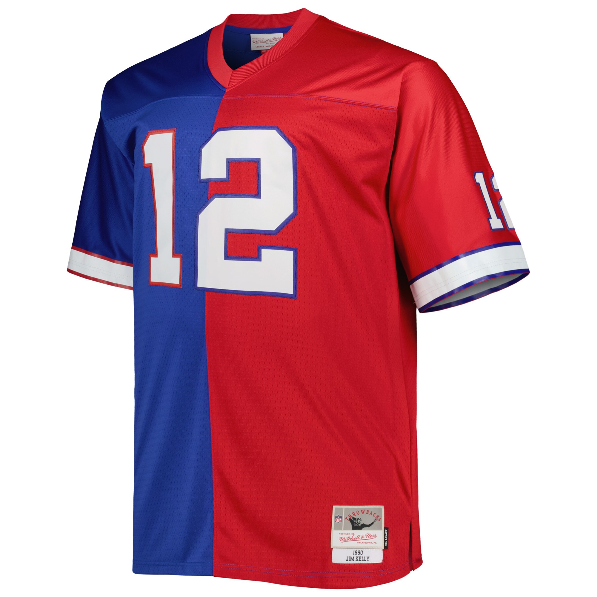 Jim Kelly Buffalo Bills Mitchell & Ness Big & Tall Split Legacy Retired Player Replica Jersey - Royal\/Red - New Style Jerseys