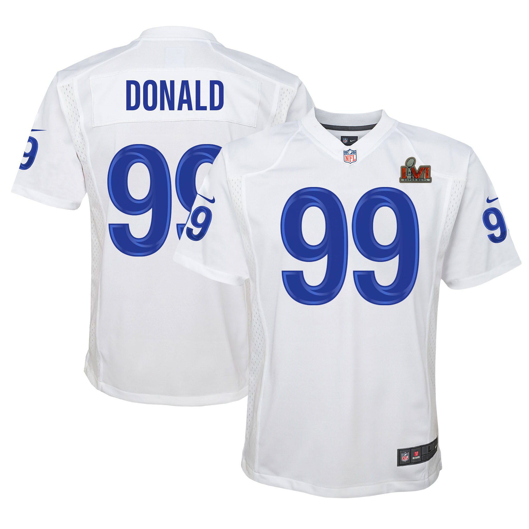 Aaron Donald Los Angeles Rams Youth Super Bowl LVI Game Patch Jersey - White - New Style Jerseys