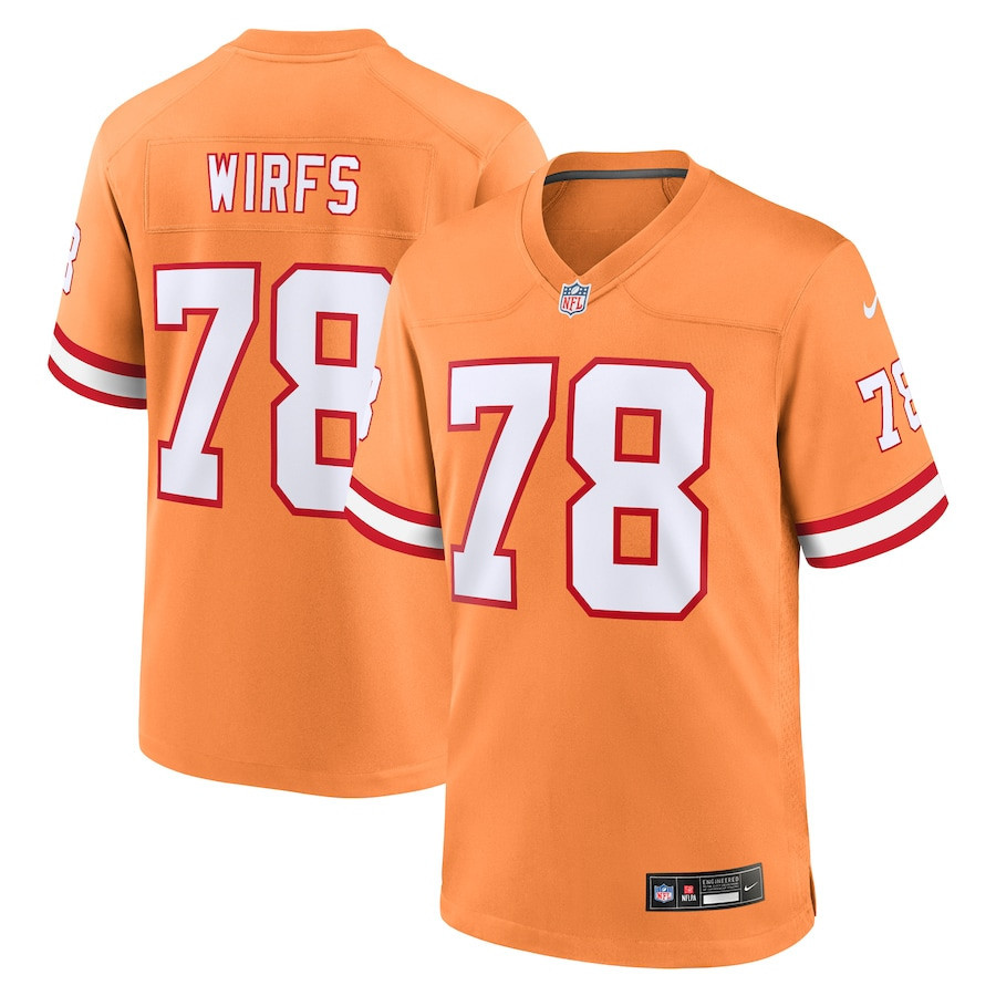Tristan Wirfs 78 Tampa Bay Buccaneers Men Throwback Game Jersey - Orange - New Style Jerseys