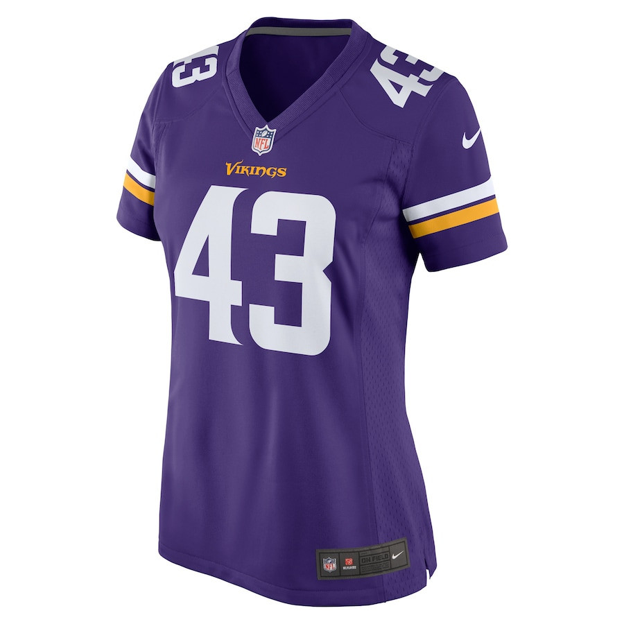 Andrew Van Ginkel 43 Minnesota Vikings Team Game Women Jersey - Purple - New Style Jerseys
