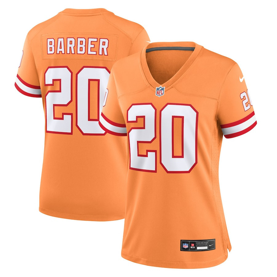 Ronde Barber 20 Tampa Bay Buccaneers Women Throwback Game Jersey - Orange - New Style Jerseys
