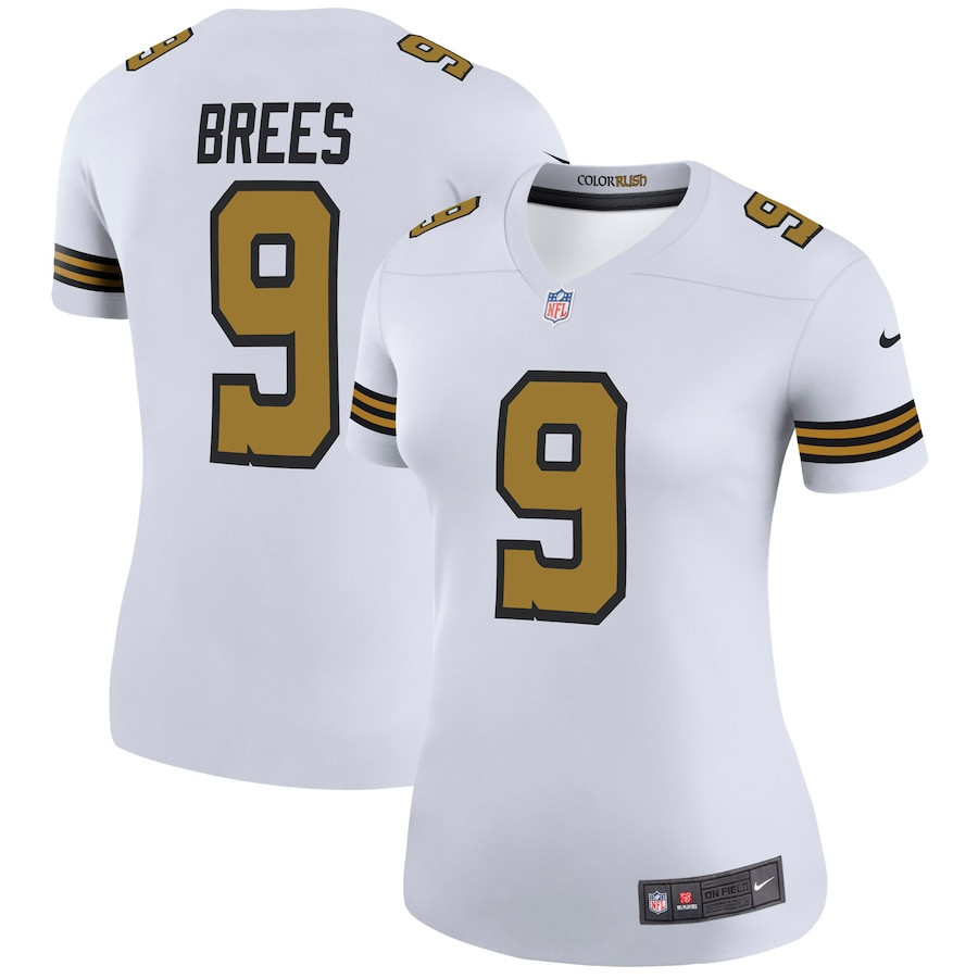 Drew Brees 9 New Orleans Saints Women Color Rush Legend Jersey - White - New Style Jerseys