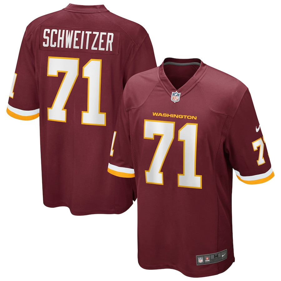 Wes Schweitzer 71 Washington Commanders Football Team Men Game Jersey - Burgundy - New Style Jerseys