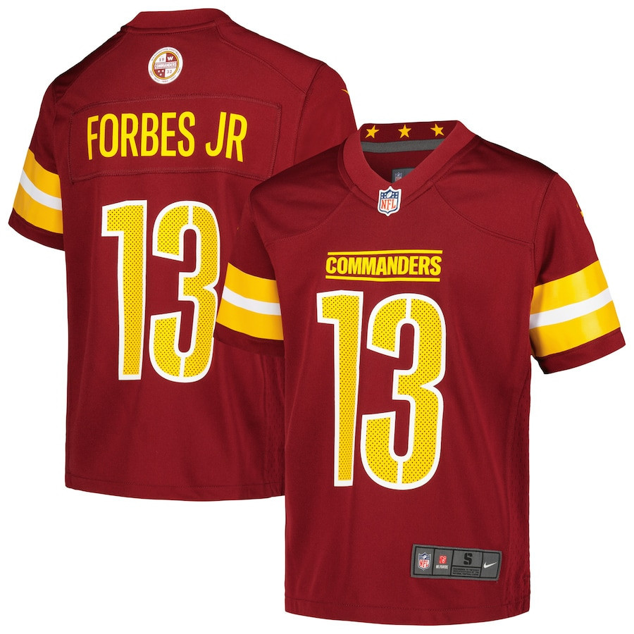 Emmanuel Forbes Jr. 13 Washington Commanders YOUTH Game Jersey - Burgundy - New Style Jerseys