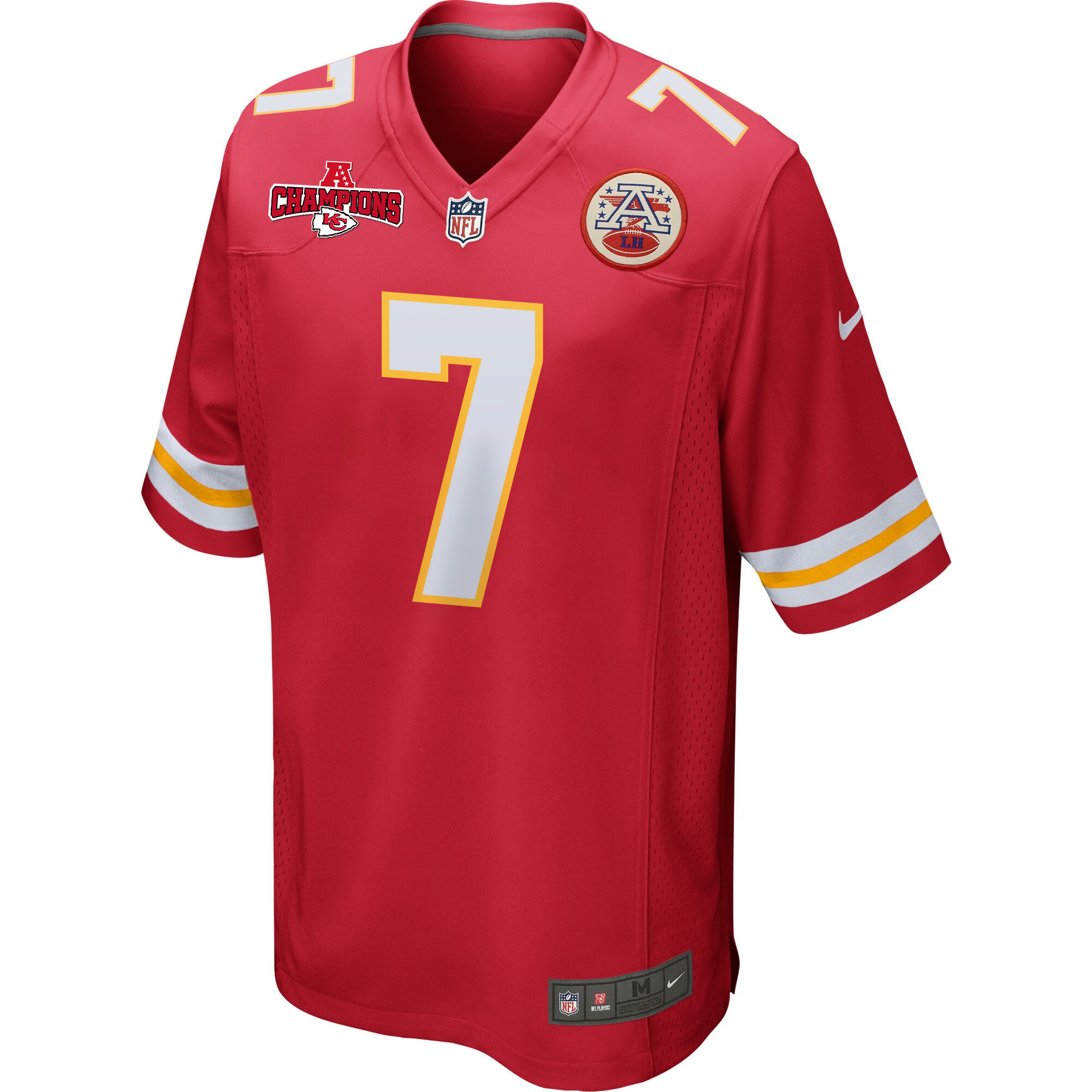 Harrison Butker 7 Kansas City Chiefs AFC Champions Patch Game Men Jersey - Red - New Style Jerseys