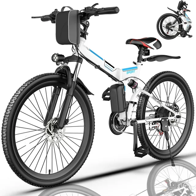 Gocio26in.ElectricBikeforAdults,500WFoldingElectricMountainBicycleMax50Miles,FullSuspension,48VFoldableE-BikewithRemovable374.4WhLithium-IonBatteryElectricCityBike