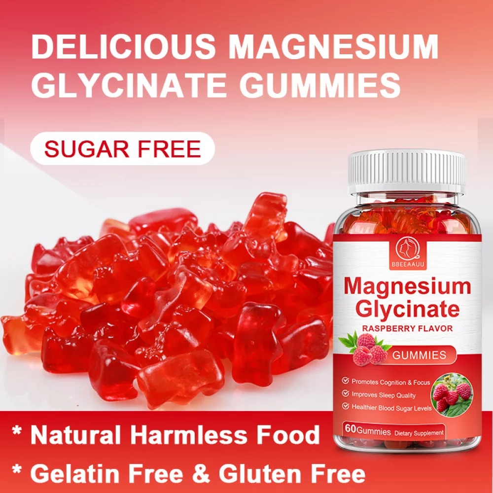 Bbeeaauu Magnesium Gummies Supplement 500mg - for Calm Mood, Muscle,Bone & Energy Support,60 Gummies
