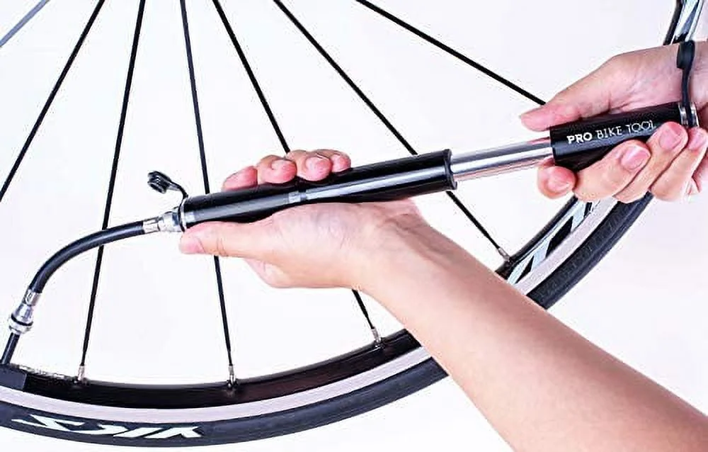 PRO BIKE TOOL Portable Mini Bike Pump - Fits Presta and Schrader (Matte Black)