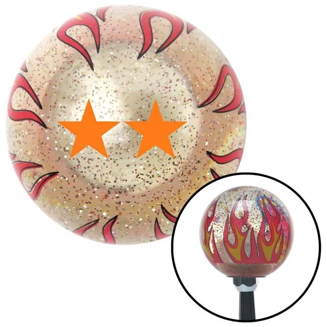 American Shifter Orange Major General Clear Flame Metal Flake Shift Knob with M16 x 1.5 Insert Auto Brody