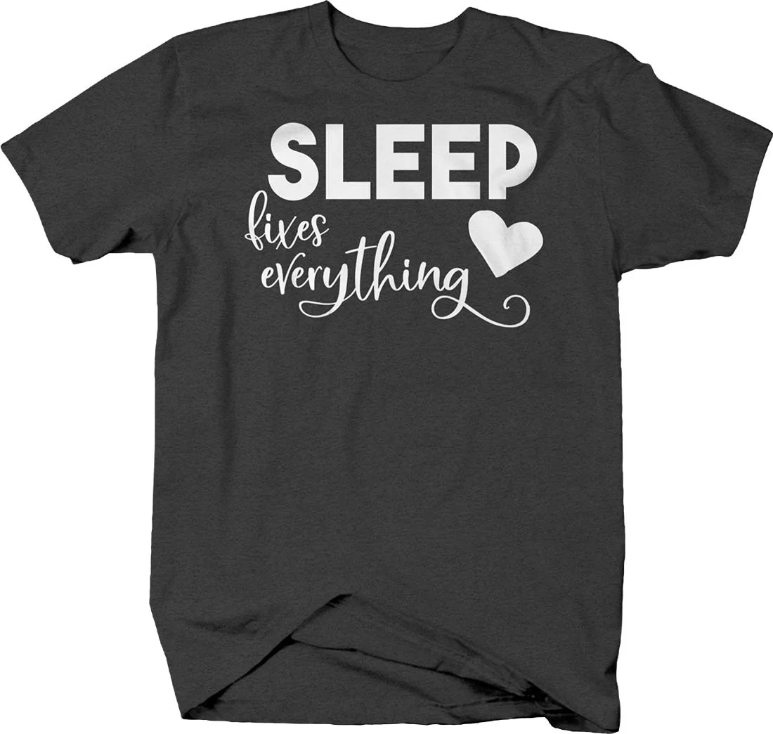 Sleep fixes everything heart tired exhausted Shirts for Men Large Dark Gray