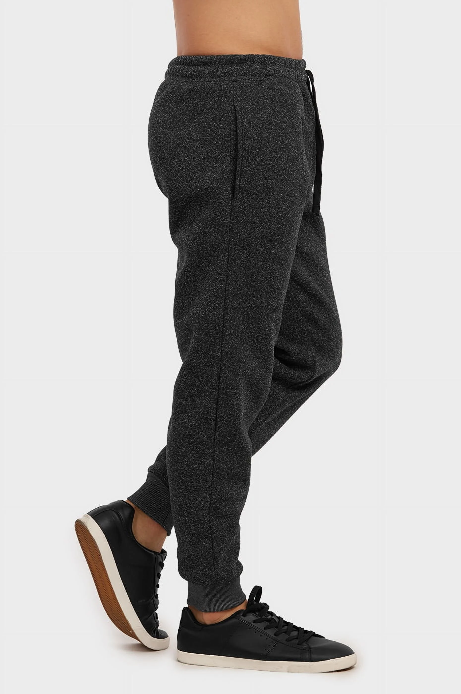 247 Frenzy Men's Essentials Knocker Medium Weight Jogger Fleece Sweat Pants - Black Marled