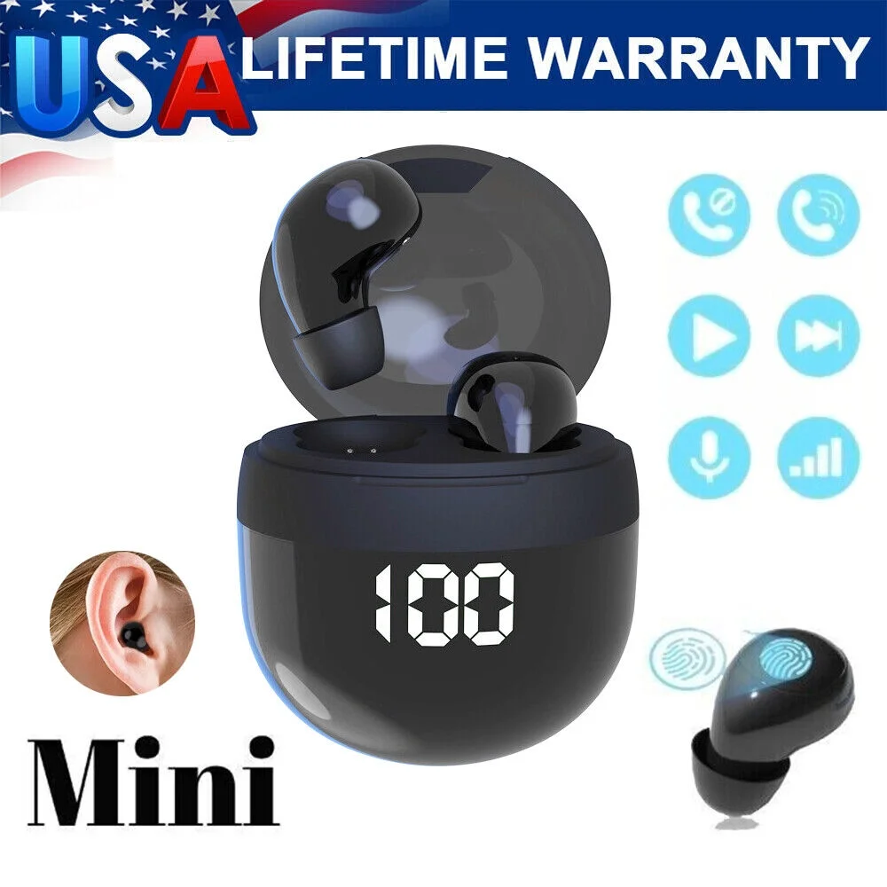 2024 Bluetooth Earbud Headset TWS 5.3 Wireless Earphone Invisible for All Phone