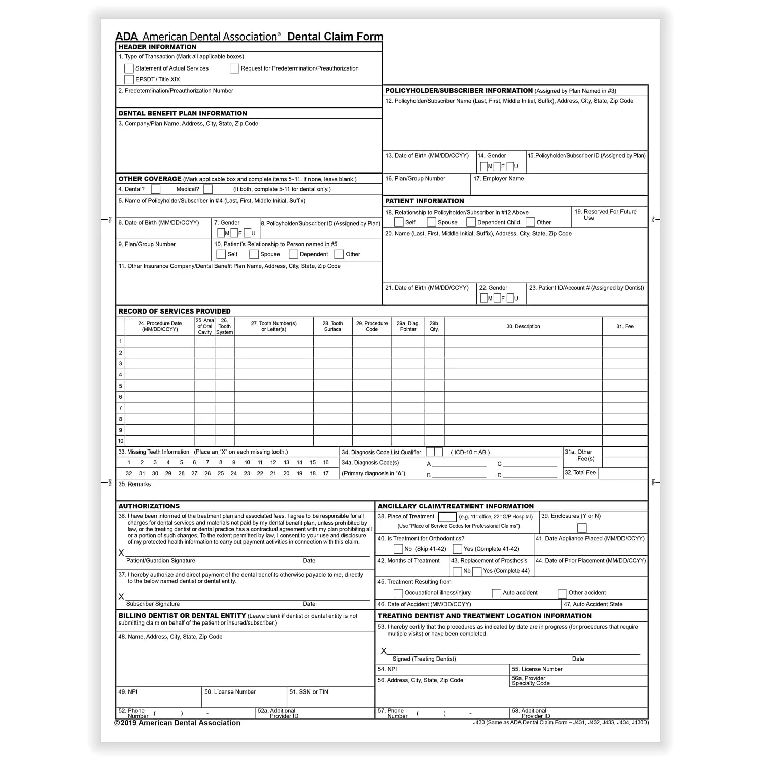 ComplyRight™ ADA Dental Claim Forms, Laser, 8-1/2