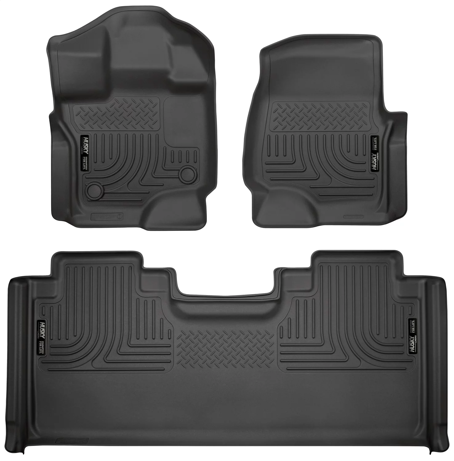 Husky by RealTruck Black Front and 2nd Seat Floor Liners Compatible with 2015-2019 Ford F-150 SuperCab