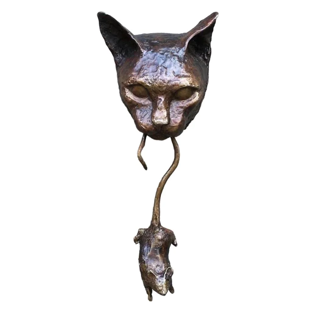 Mouse Door Knocker Sculpture Ornament, Wall home and garden Mount Statue, indoor and outdoor Decorations