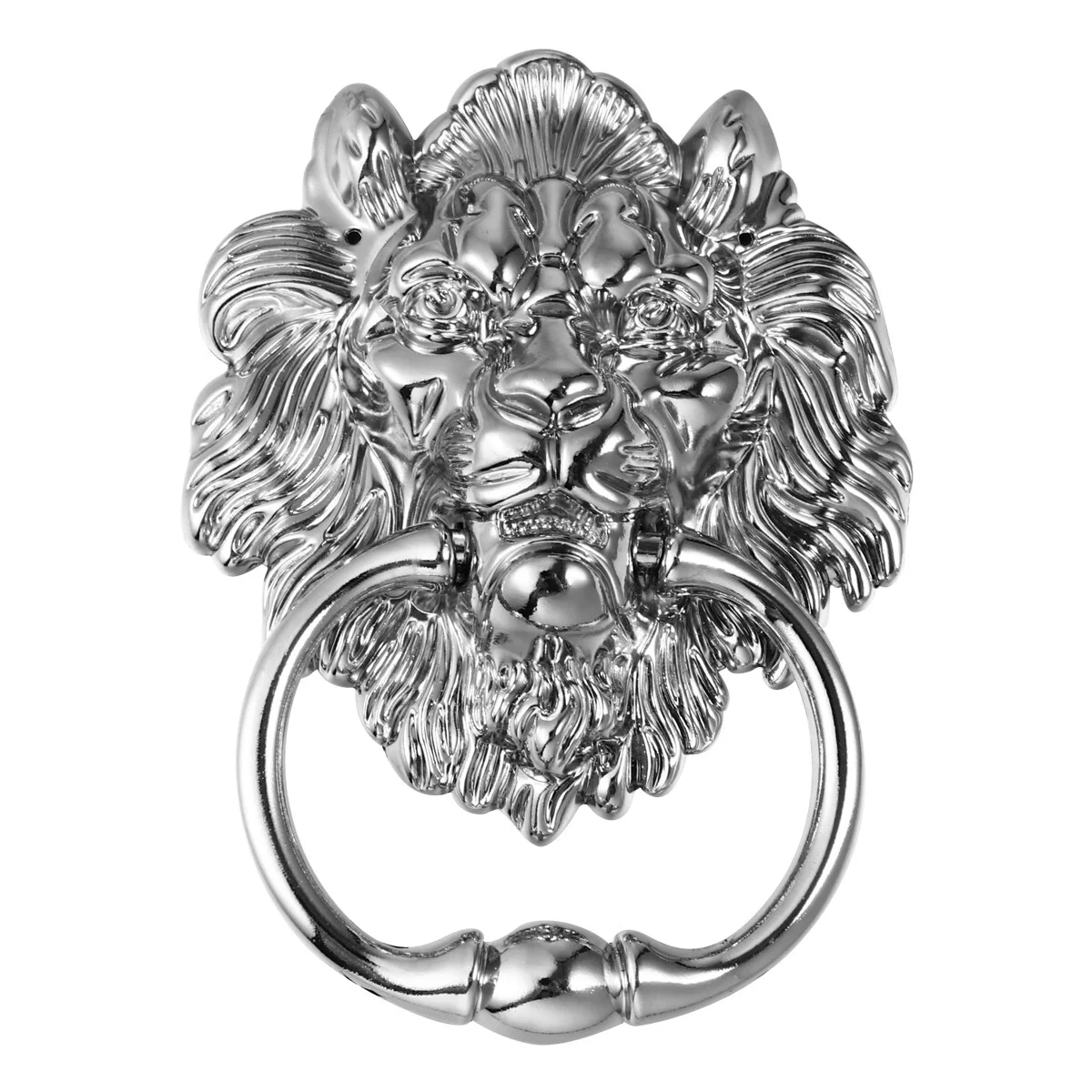 FRCOLOR Antique Lion Head Door Knocker Front Door Handle Silver Tone Pull Ring
