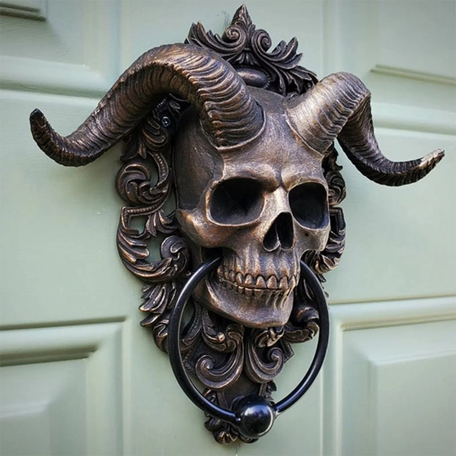 Hell Demon Horned Skull Hanging Door Knocker Heavy Duty Gothic Home Decoration