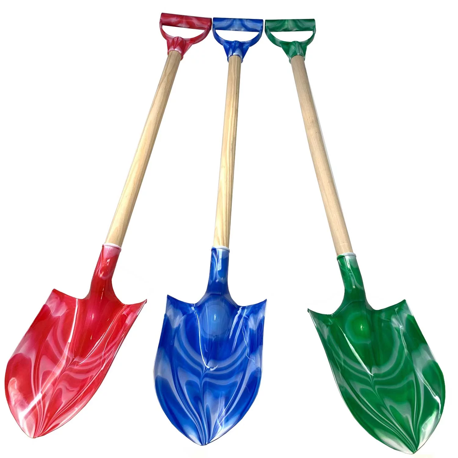 3 Pack Kids' Beach Toy Sand Shovel with Plastic Spade & Wood Handle for Ages 3-5, Assorted Colors Gift Set