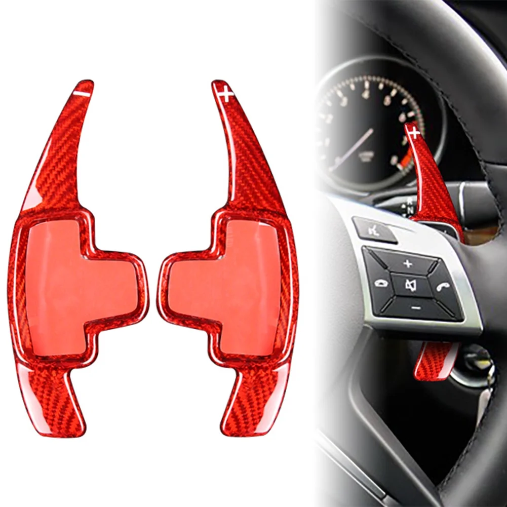 NS for Mercedes A B E CLA Steering Wheel Paddle Shifter Extension Carbon Fiber Red
