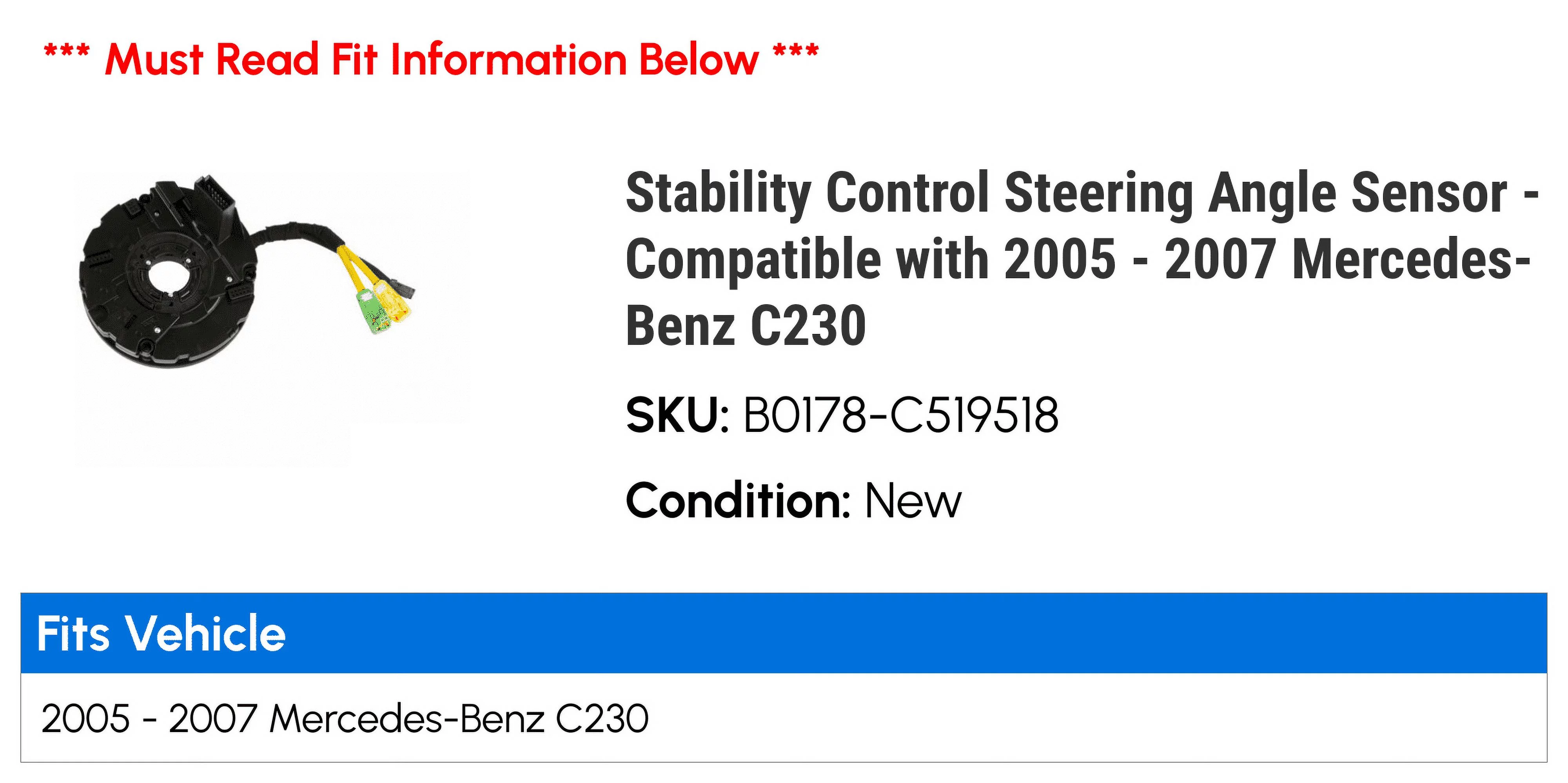 Stability Control Steering Angle Sensor - Compatible with 2005 - 2007 Mercedes-Benz C230 2006