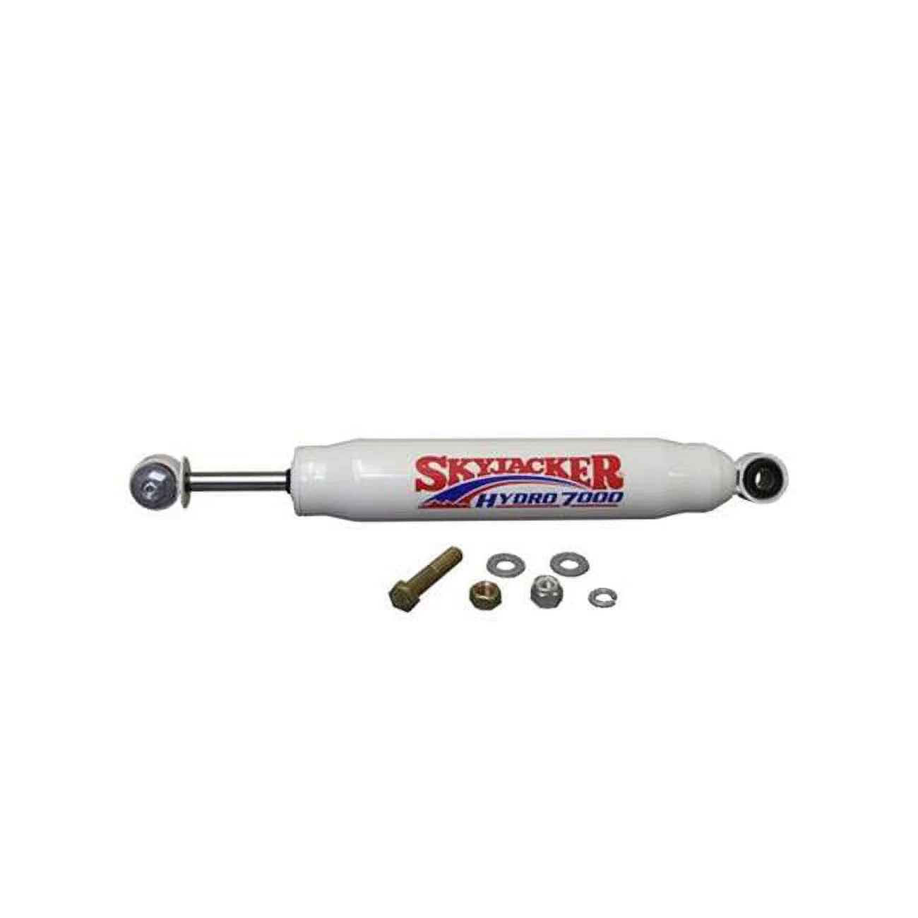 SKYJACKER 7003 Heavy Duty Single Steering Stabilizer - White With Red Boot