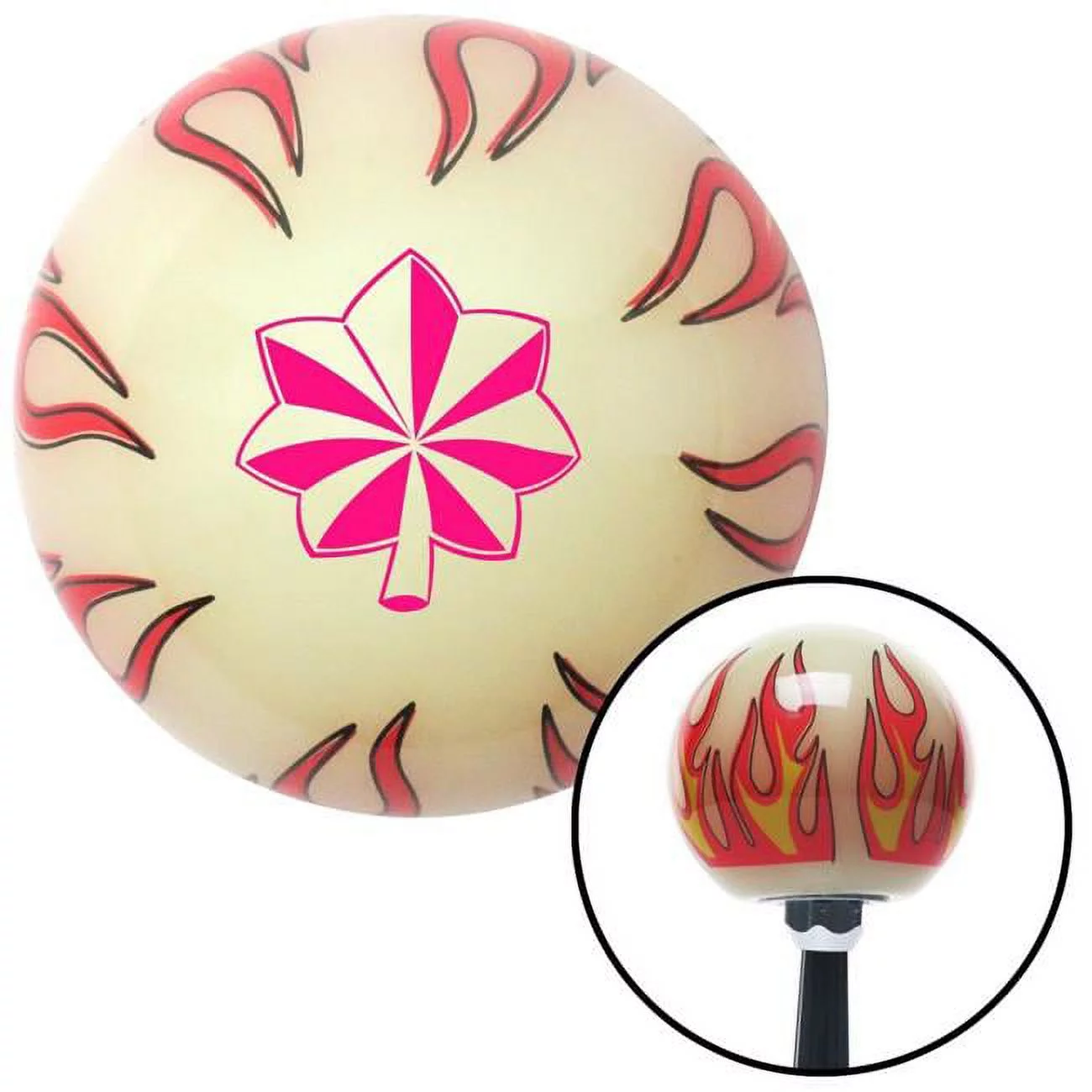 American Shifter Pink Major & Lieutenant Colonel Ivory Flame Shift Knob with M16 x 1.5 Insert Auto Brody - Ivory
