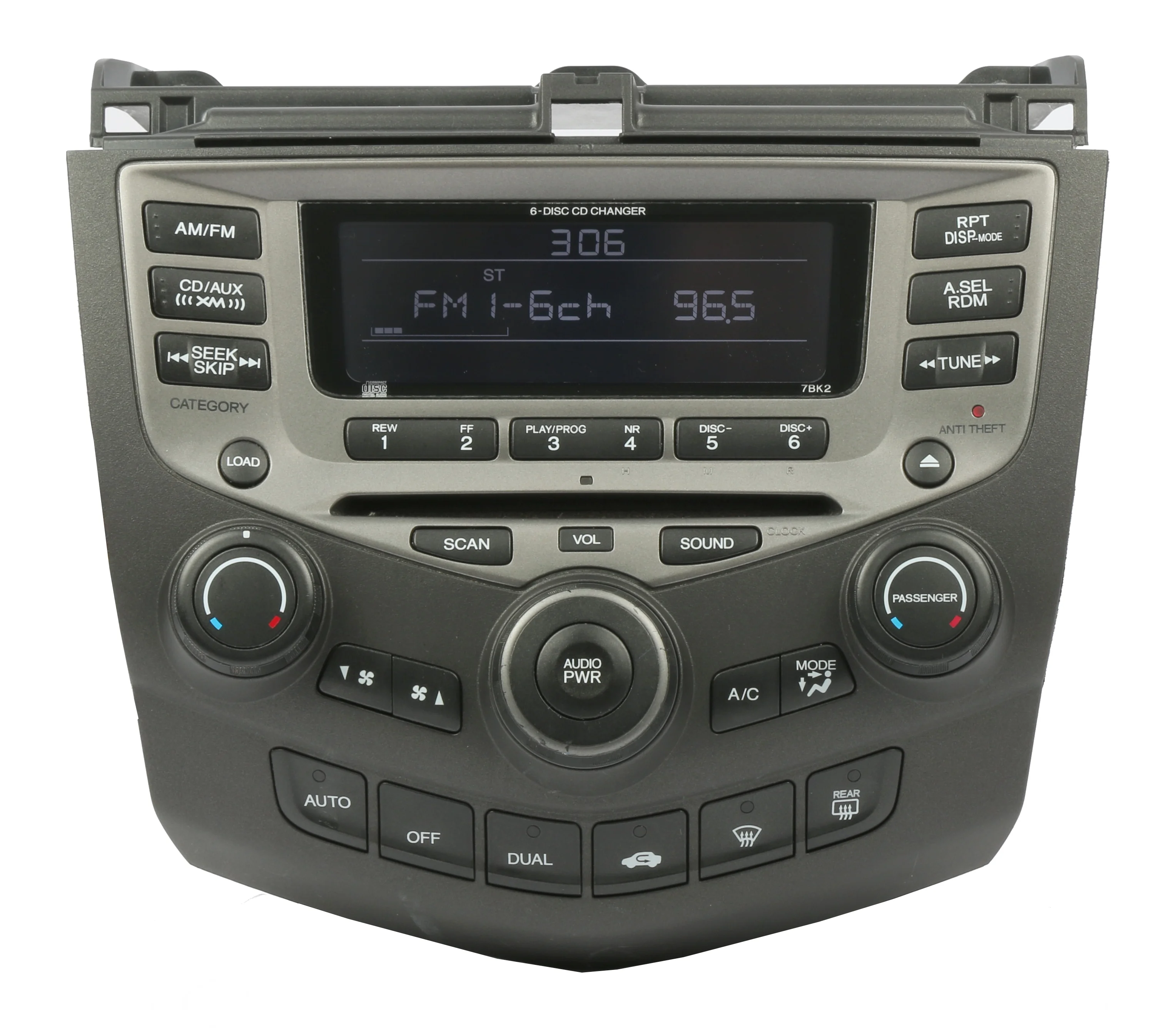 Restored 2004-2007 Honda Accord AM FM 6 CD Radio 39175-SDA-L120-M2 7BK2 Code Included (Refurbished)