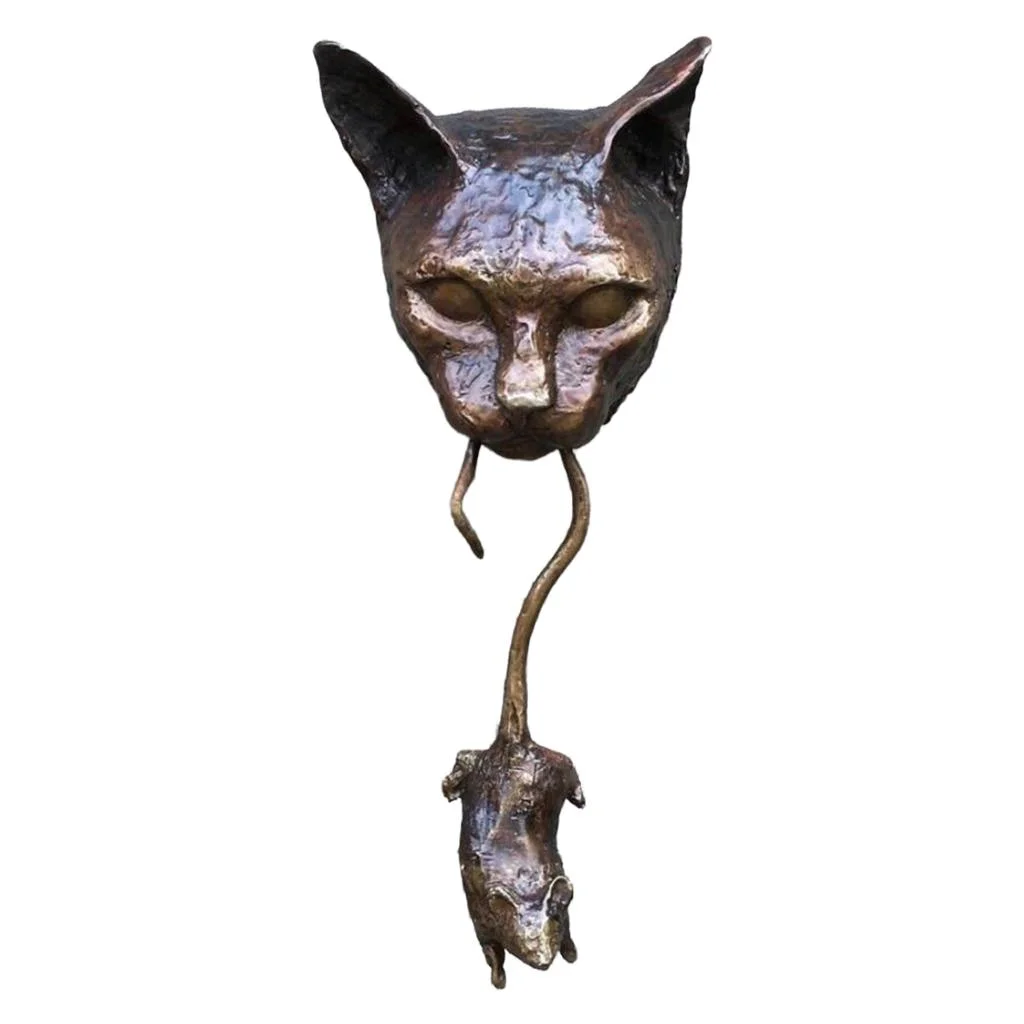 Mouse Door Knocker Sculpture Ornament, Wall home and garden Mount Statue, indoor and outdoor Decorations
